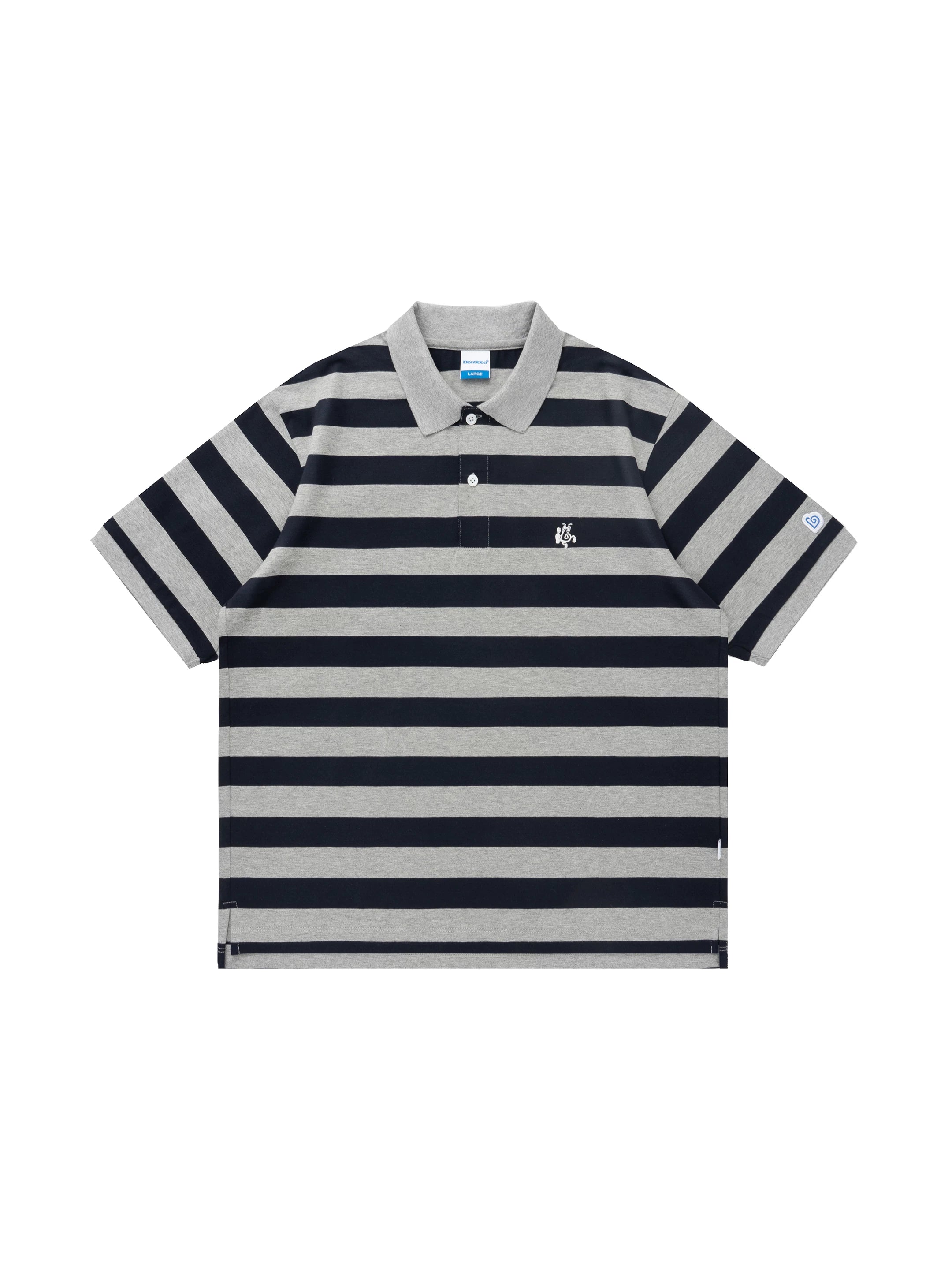 BENT IDEA Wide Stripe Embroidered Polo Shirt Tee