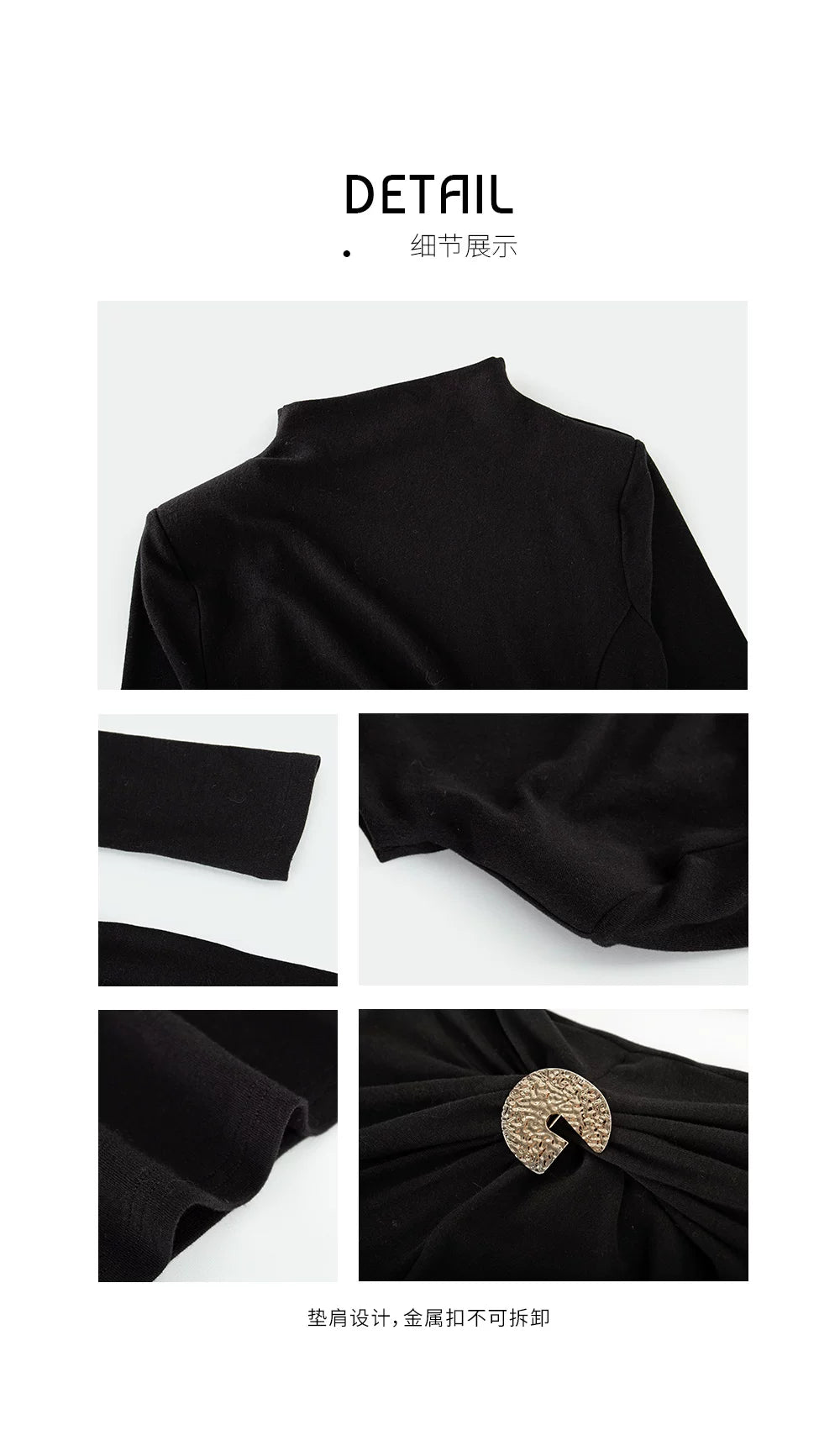 CHUYUQI Semi-turtleneck Pleated Slim-fitting Long-sleeved Dress