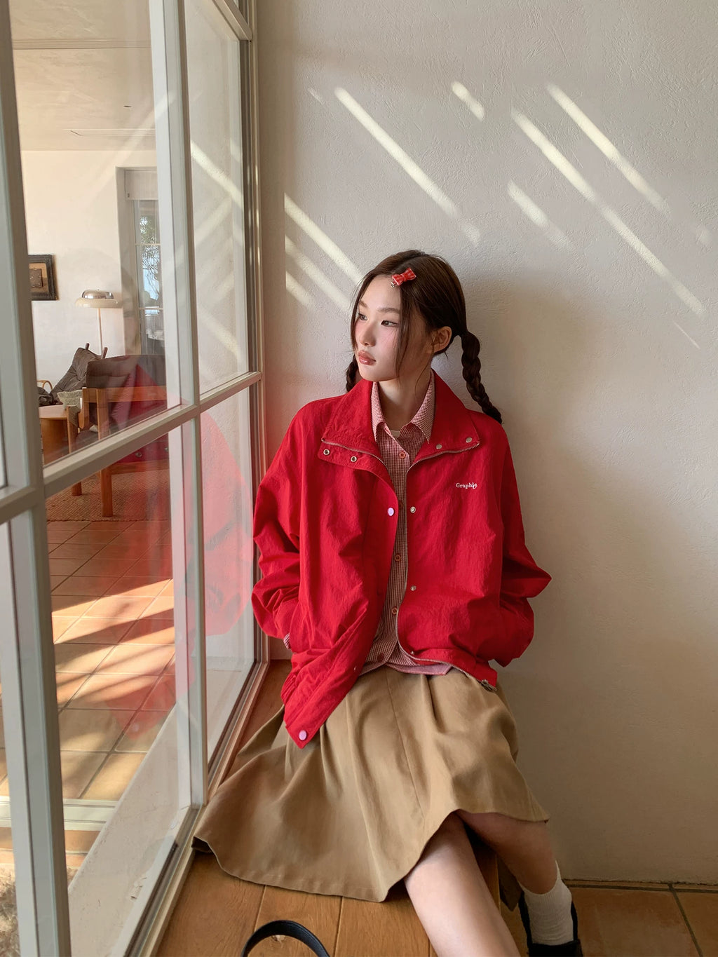 KANO Fake Two-piece Plaid Shirt Spliced Jacket
