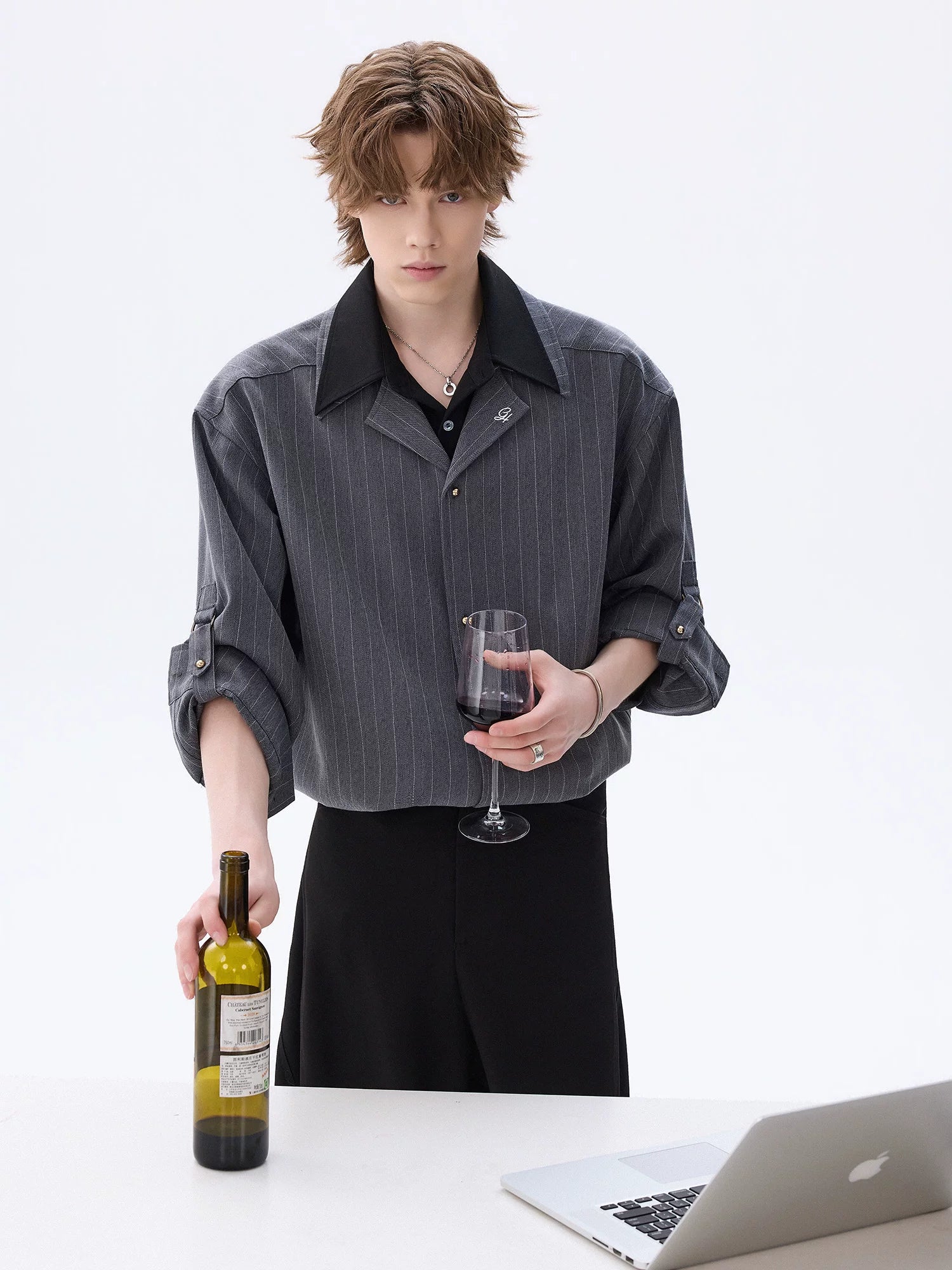 CHOR Minimalist Striped Fake Two-piece Shirt