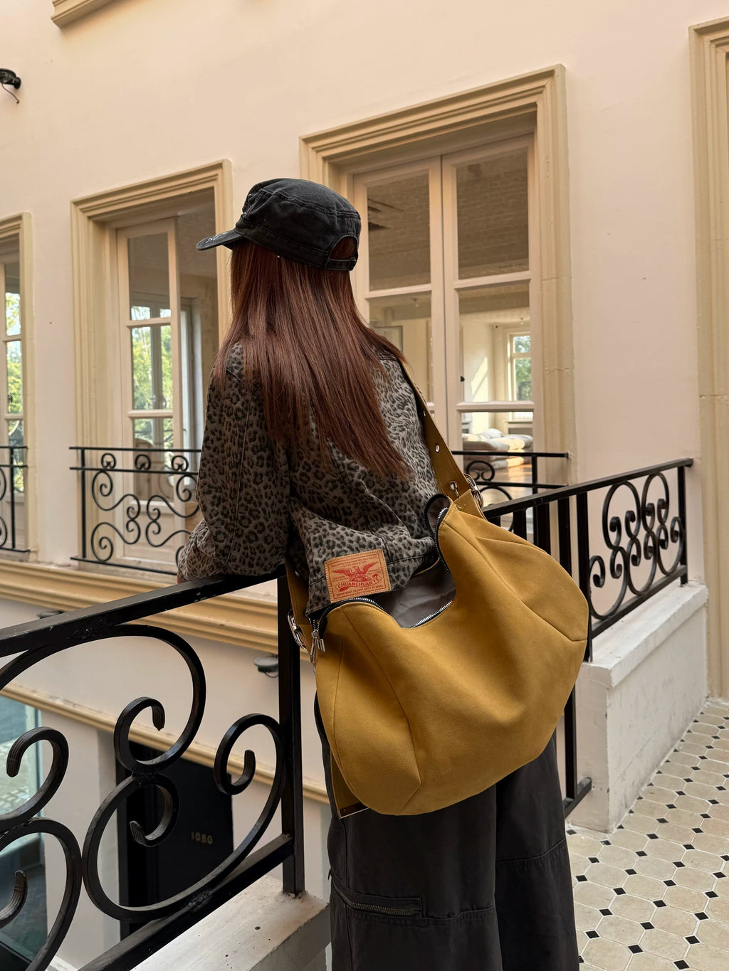 CCYE Retro Leopard Print Front Shoulder Denim Jacket