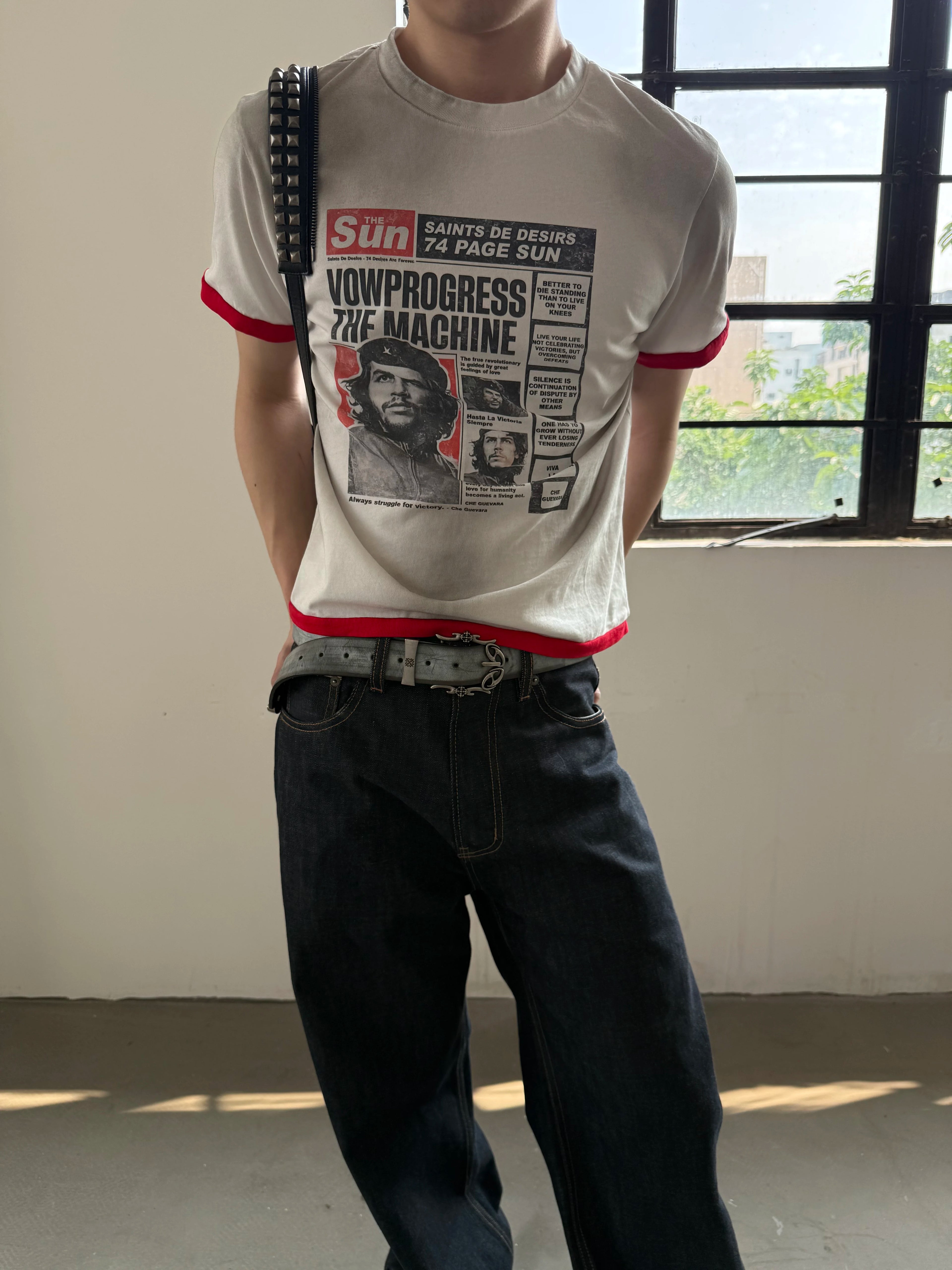 VOWPROGRESS Contrast Casual Round Neck Tee