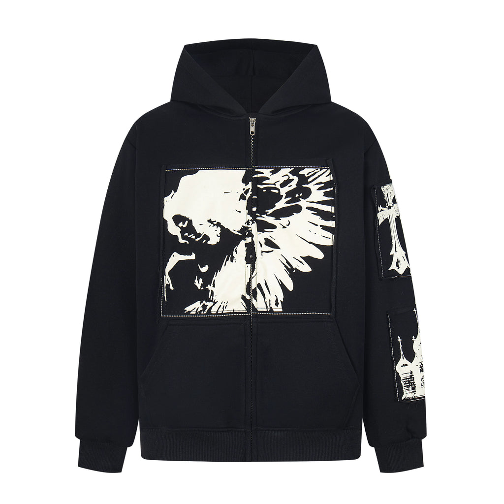 Kenvibe Vintage Anime Printed Loose Hooded Cardigan Jacket