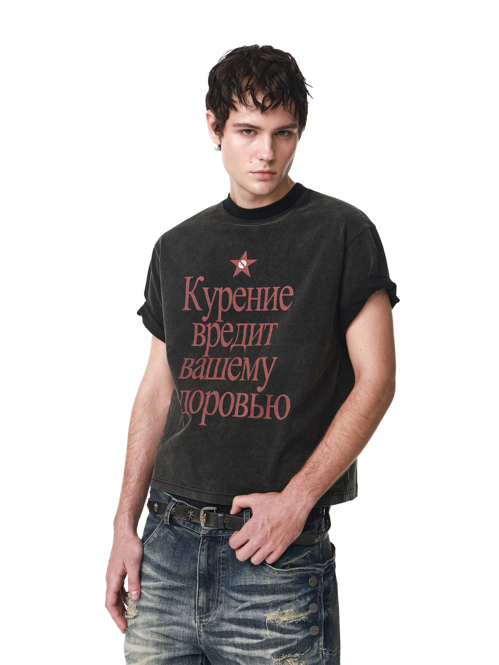 ANTIDOTE Russian Alphabet Print Loose Tee