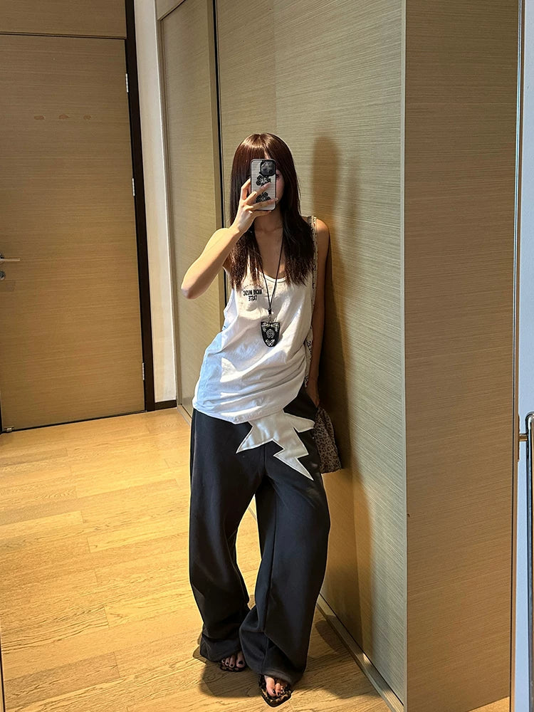 EAHO Star Sticker Elastic Waist Versatile Sweatpants