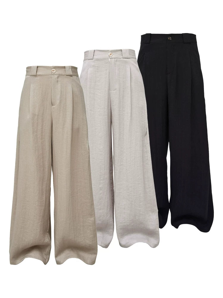 TAICHIISM Minimalist Breathable Linen Wide Linen Trousers Trousers