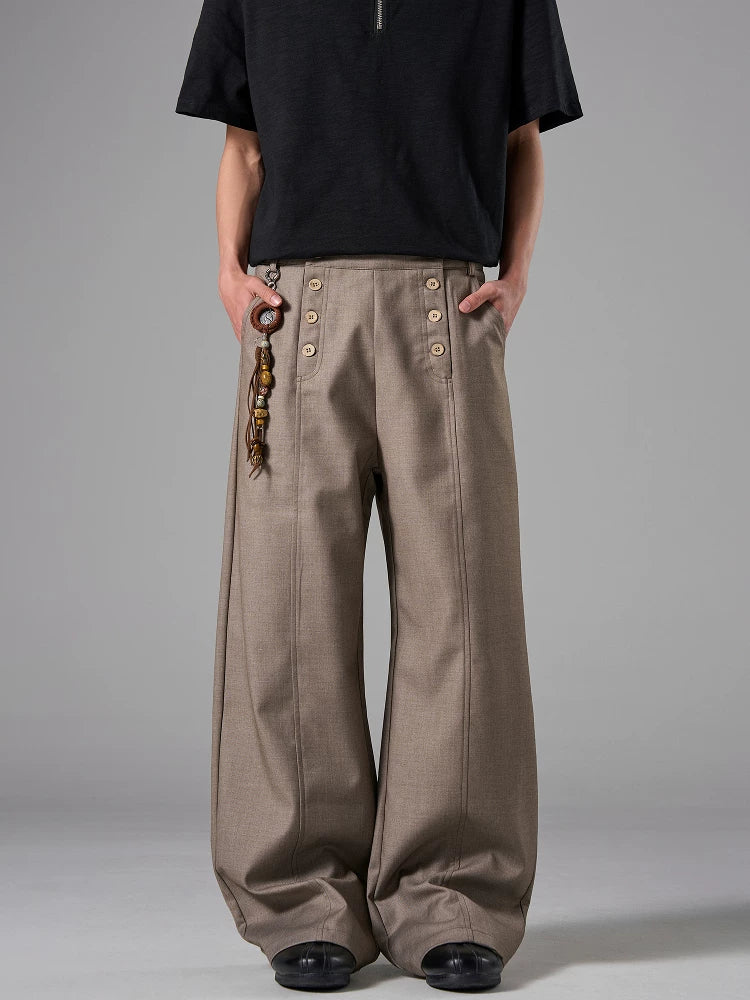 TRUQUEST Vintage Double-breasted Casual Pants