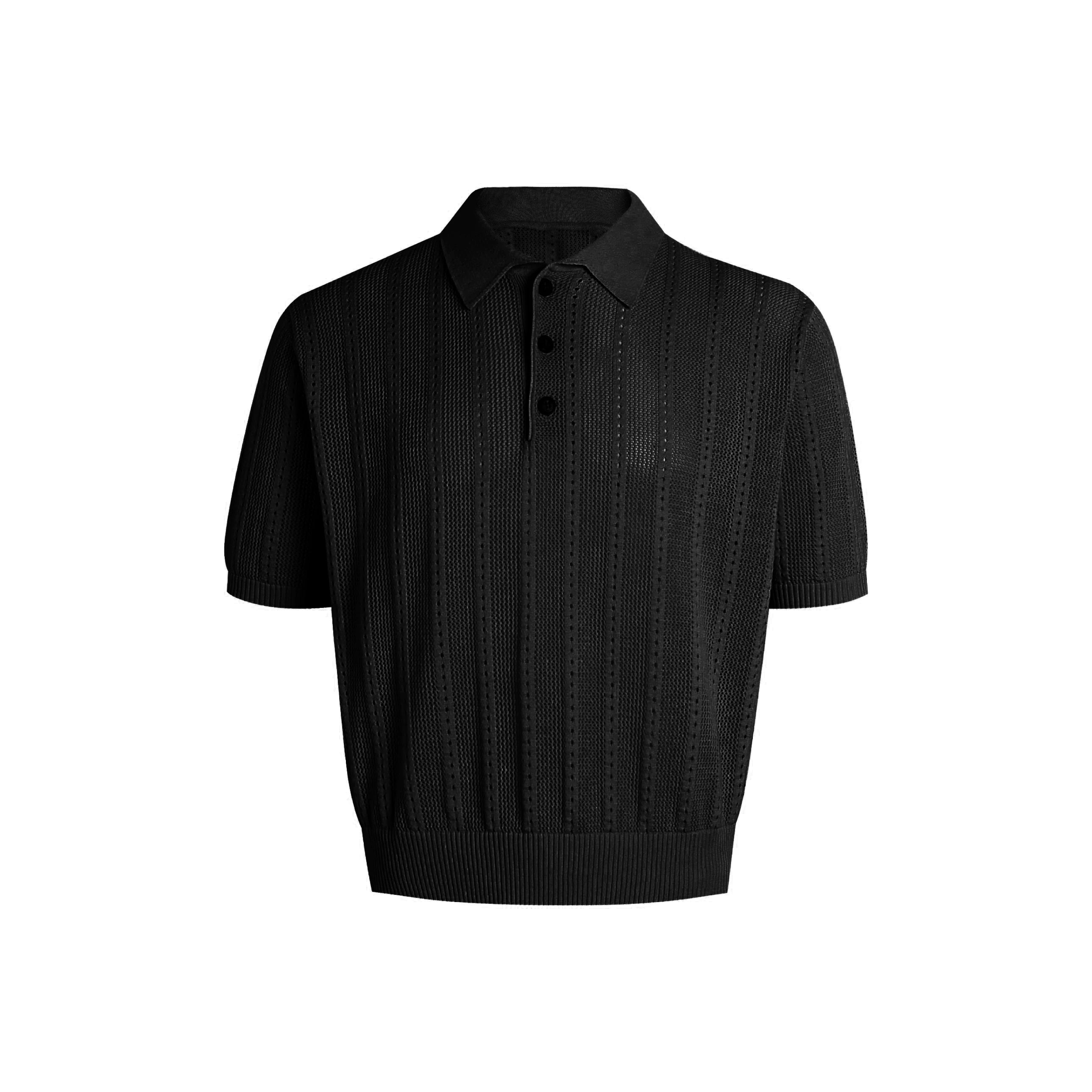 Set for life retro jacquard texture wide polo t-shirt