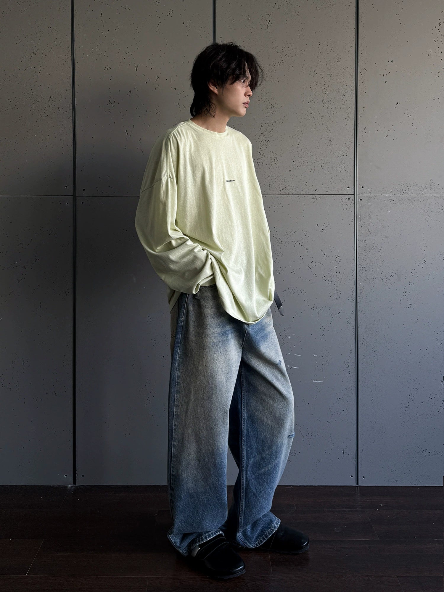ONENINE34PM Slack Small LOGO Super Loose Long Sleeve