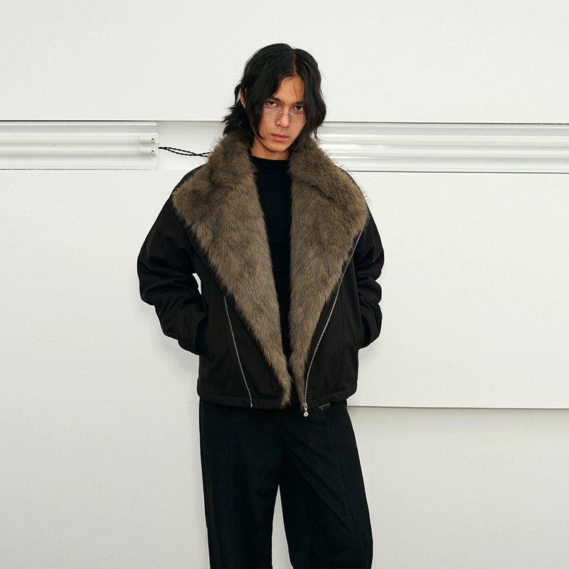 KREATE Diagonal Zipper Velvet Cotton Jacket Thick Jacket