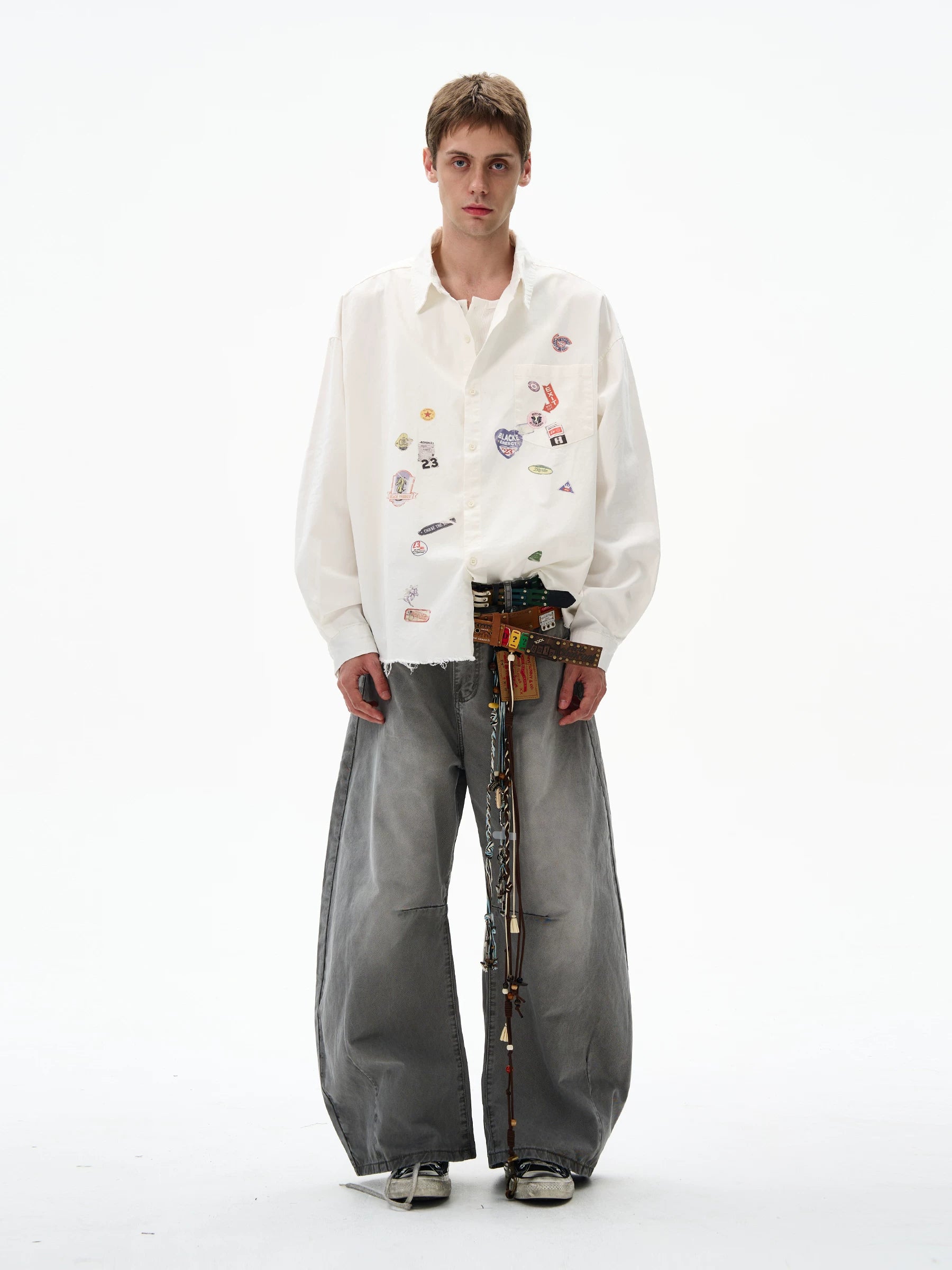 MADWITCH Fun Print Loose Long Sleeve Shirt
