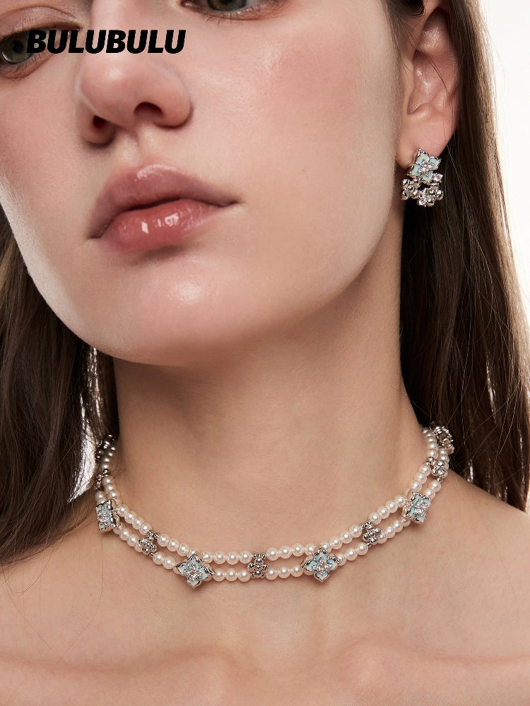 BULUBULU Flower Double Pearl Necklace