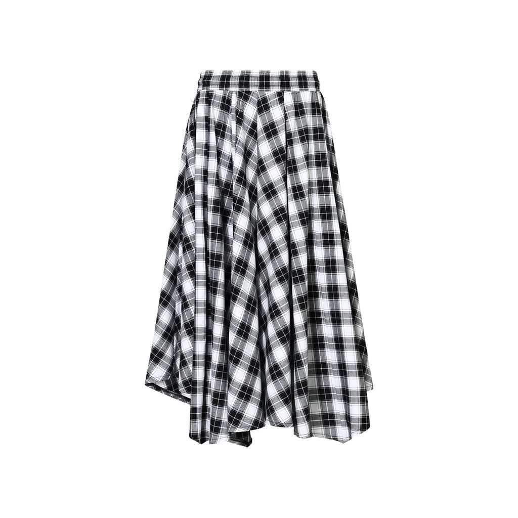 FUNKYFUN Retro Check Wide-Leg A-Line Skirt Pants