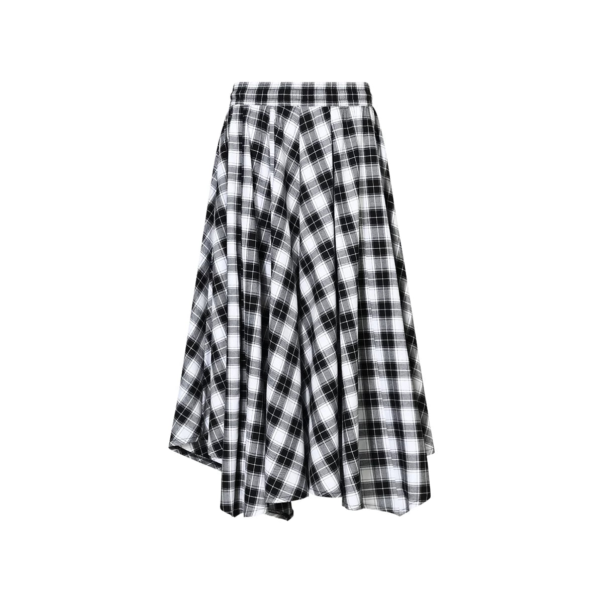 FUNKYFUN Retro Check Wide-Leg A-Line Skirt Pants