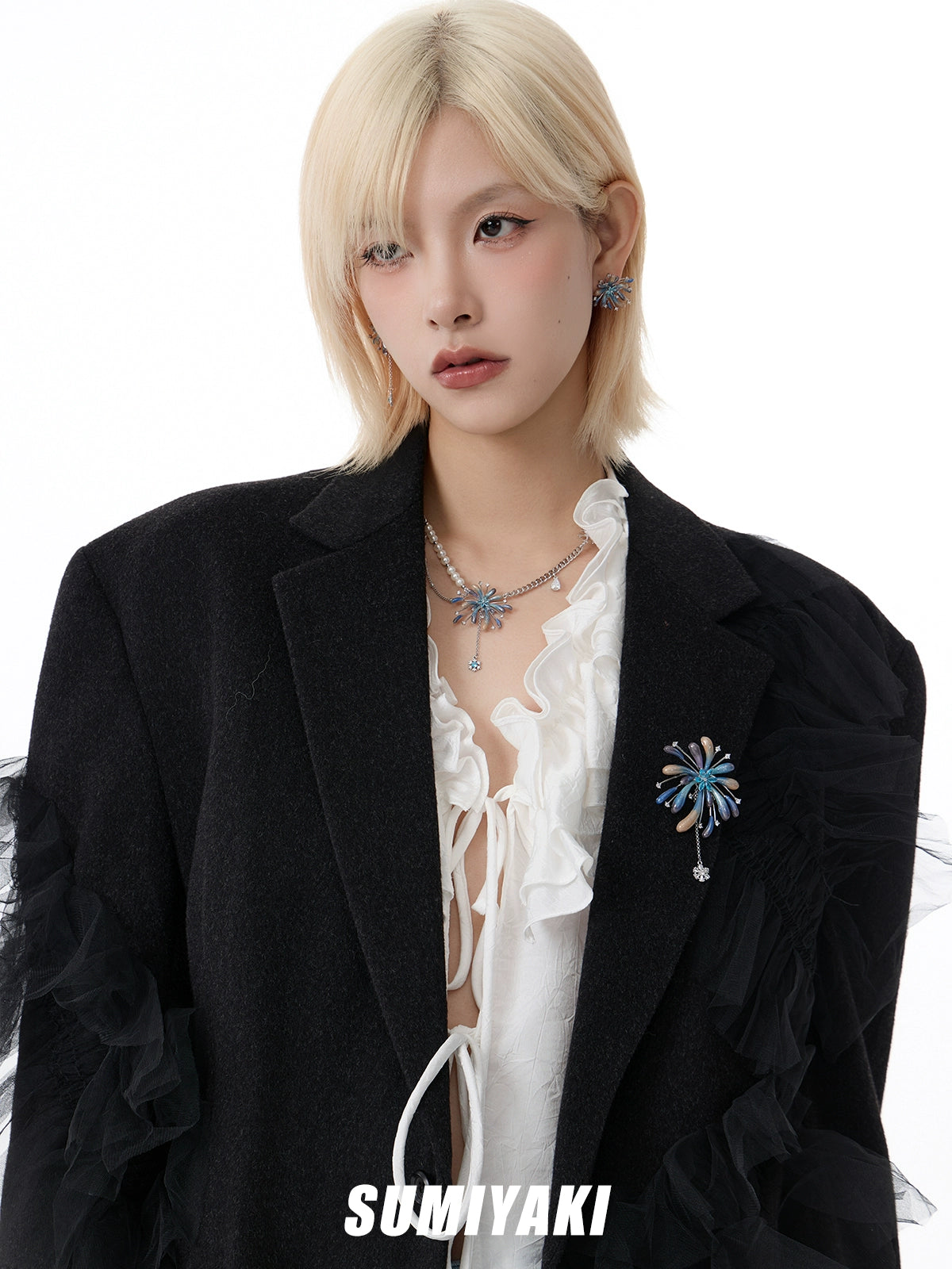 SUMIYAKI Gradual Change Fireworks Pearl Fringed Necklace