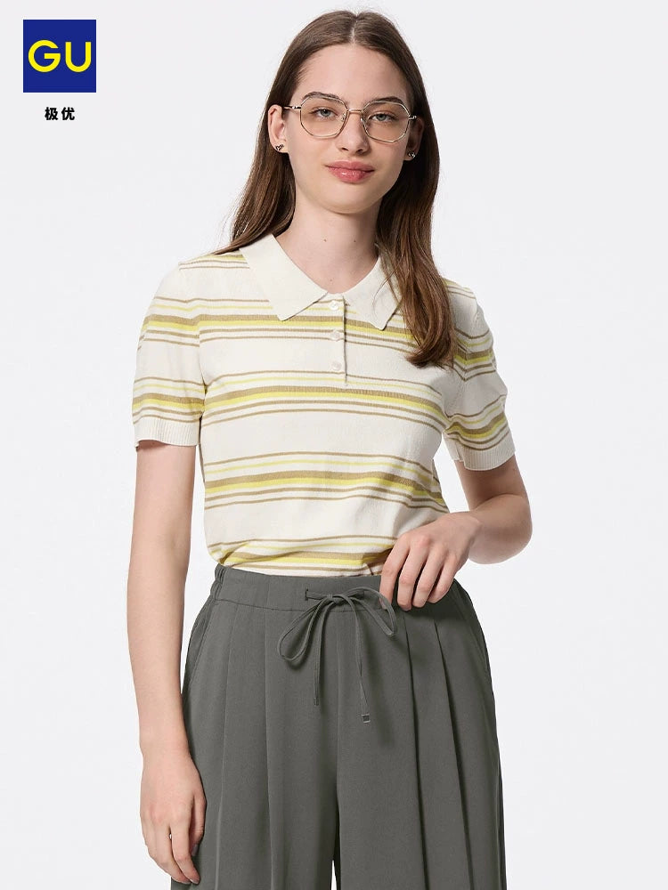 GU College Striped POLO Knitted Sweater