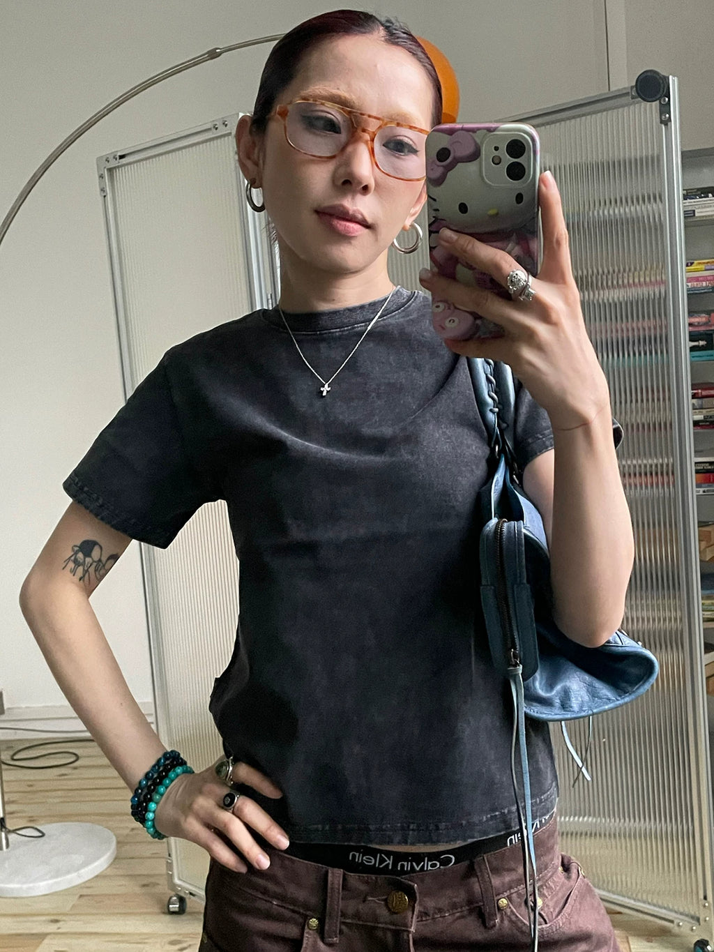 MMBBT Shoulder Short Versatile Casual Round Neck Tee