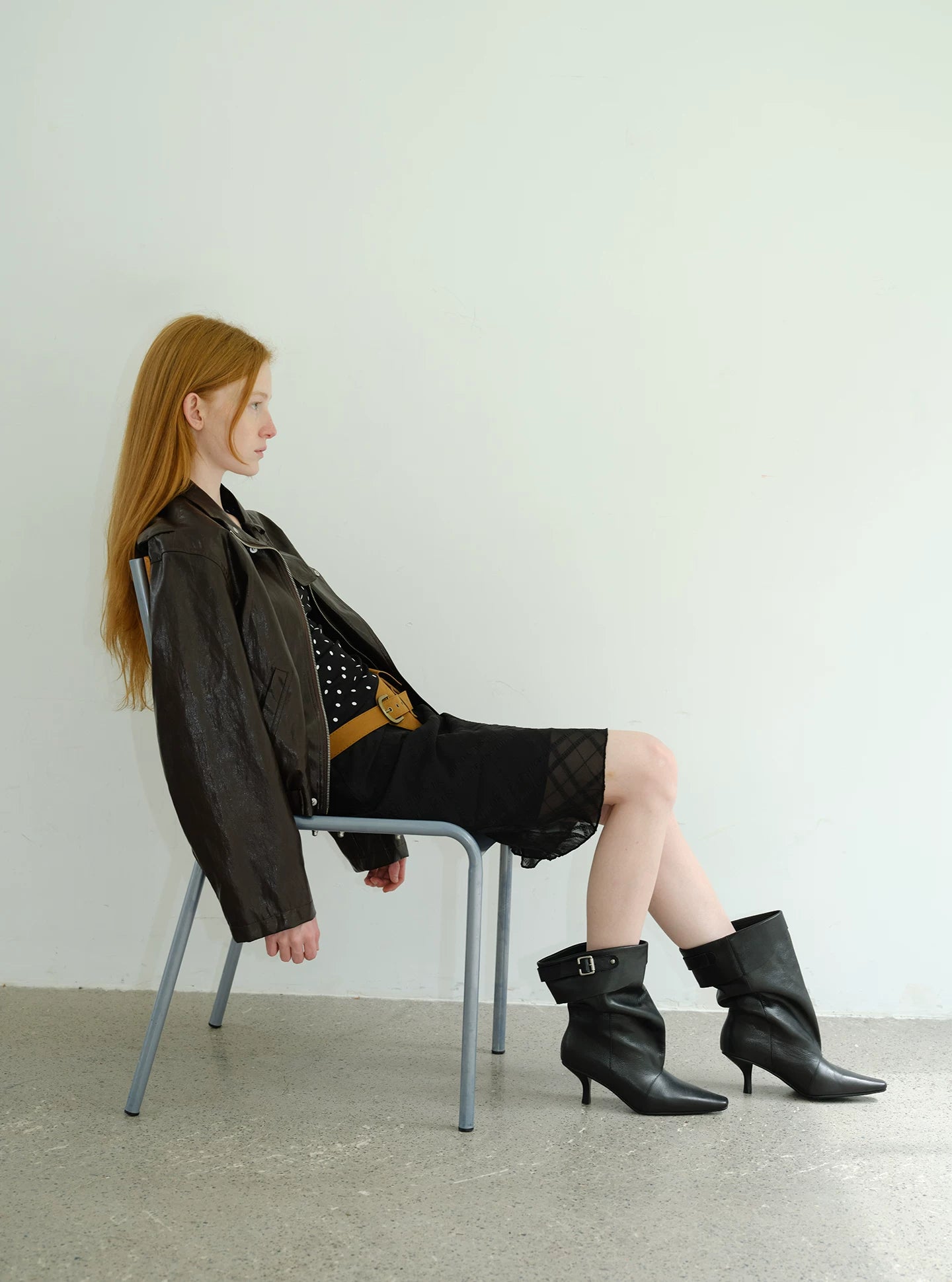Maltelle Cowhide Pointed Pleated Stiletto Boots