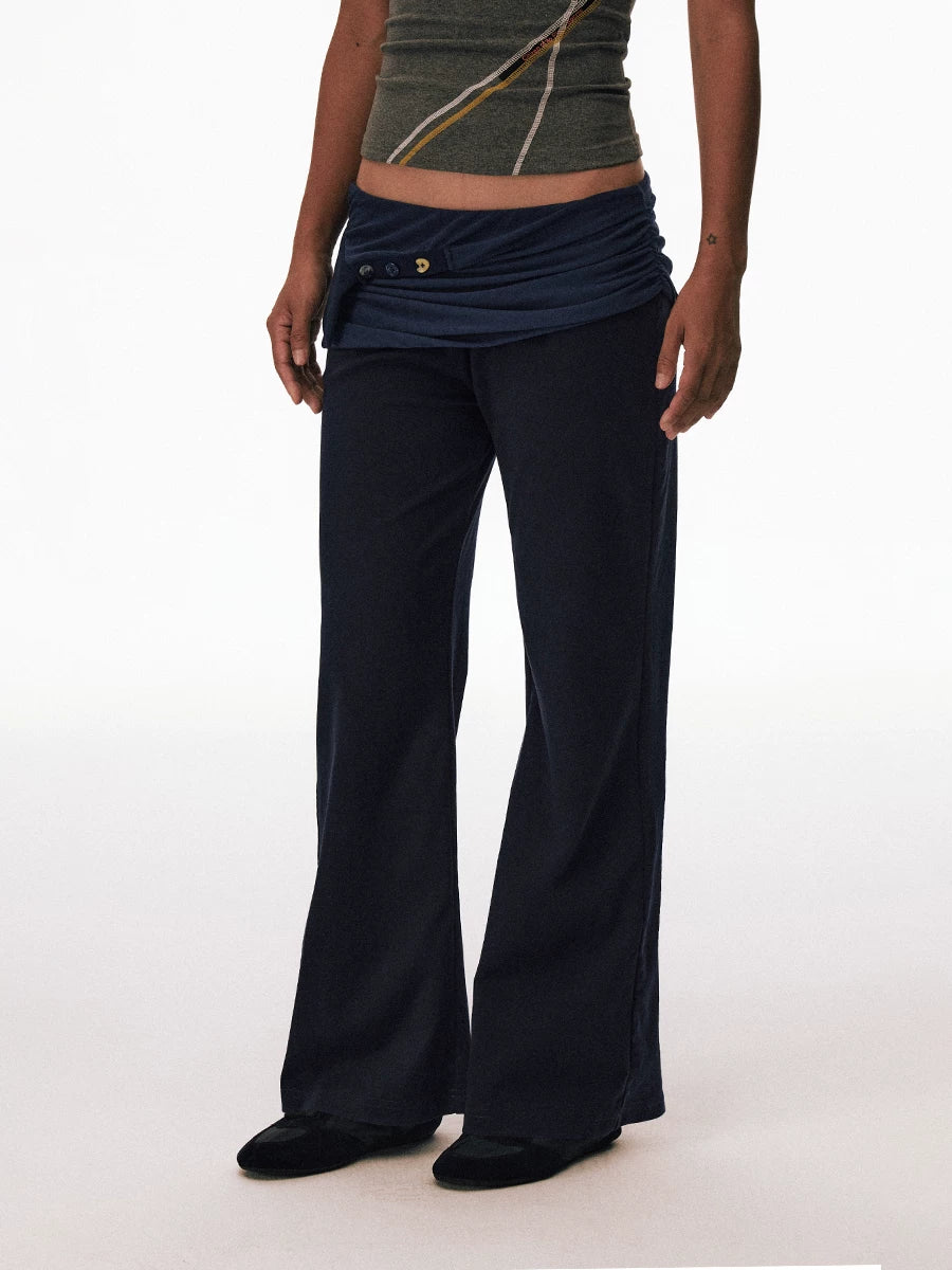 CONP Low-rise Fake Two-piece Drape Slightly Straight-leg Pants