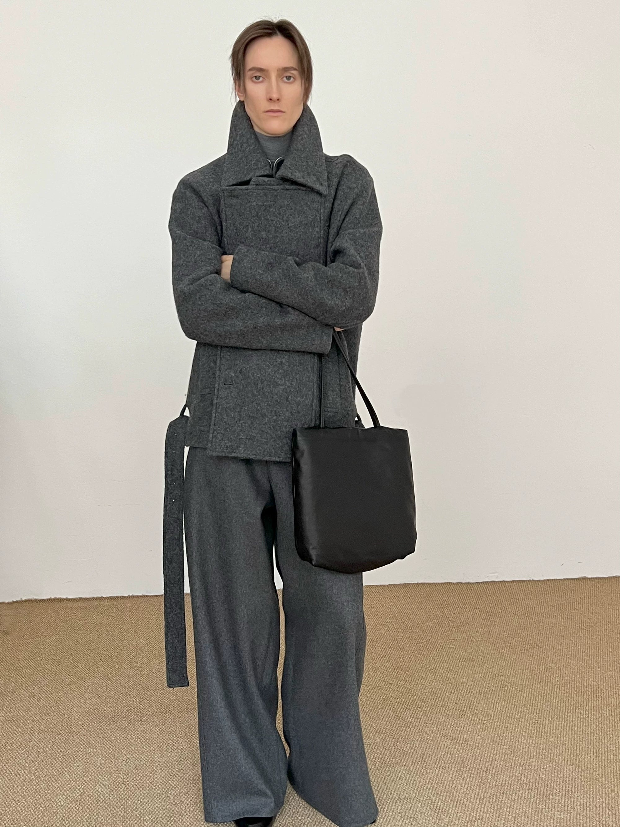 COLN Double Placket Multi-neck Wool Coat