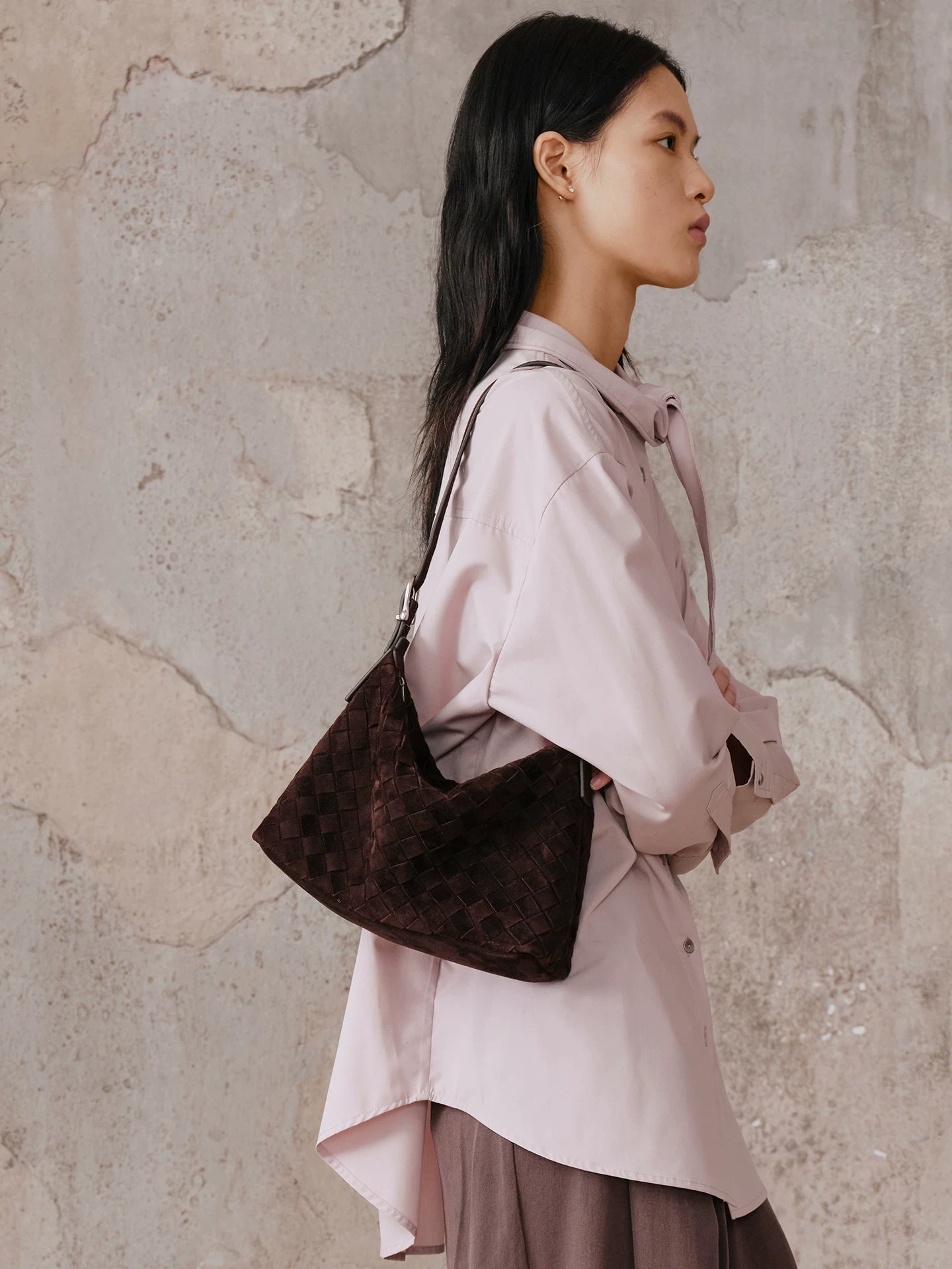 AVALEA Vintage Suede Woven Shoulder Messenger Bag