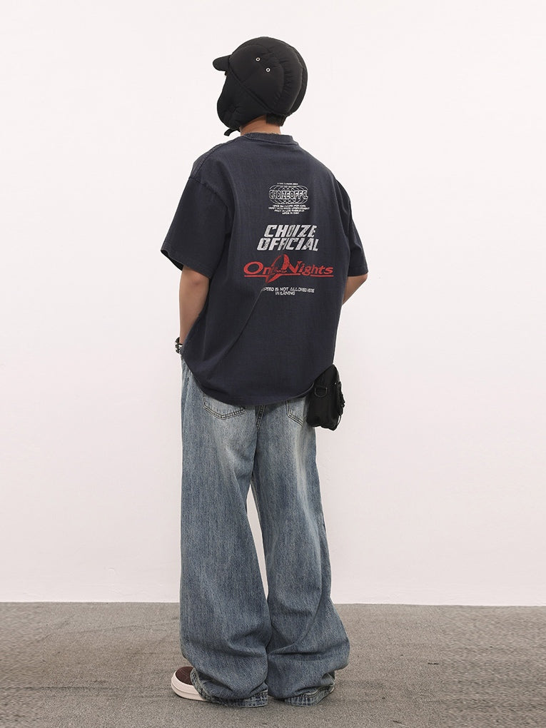 (Clearance) BTSG * American Vintage Washed Old Motorcycle Short Sleeve Tee