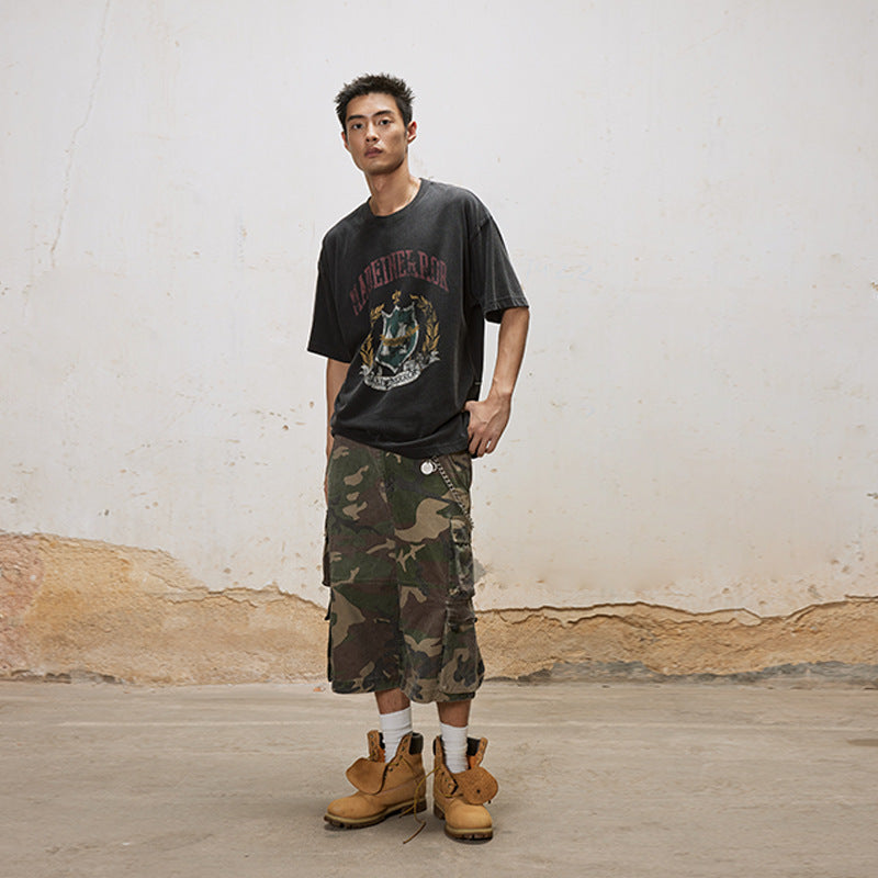 UNF old college cracked texture tee