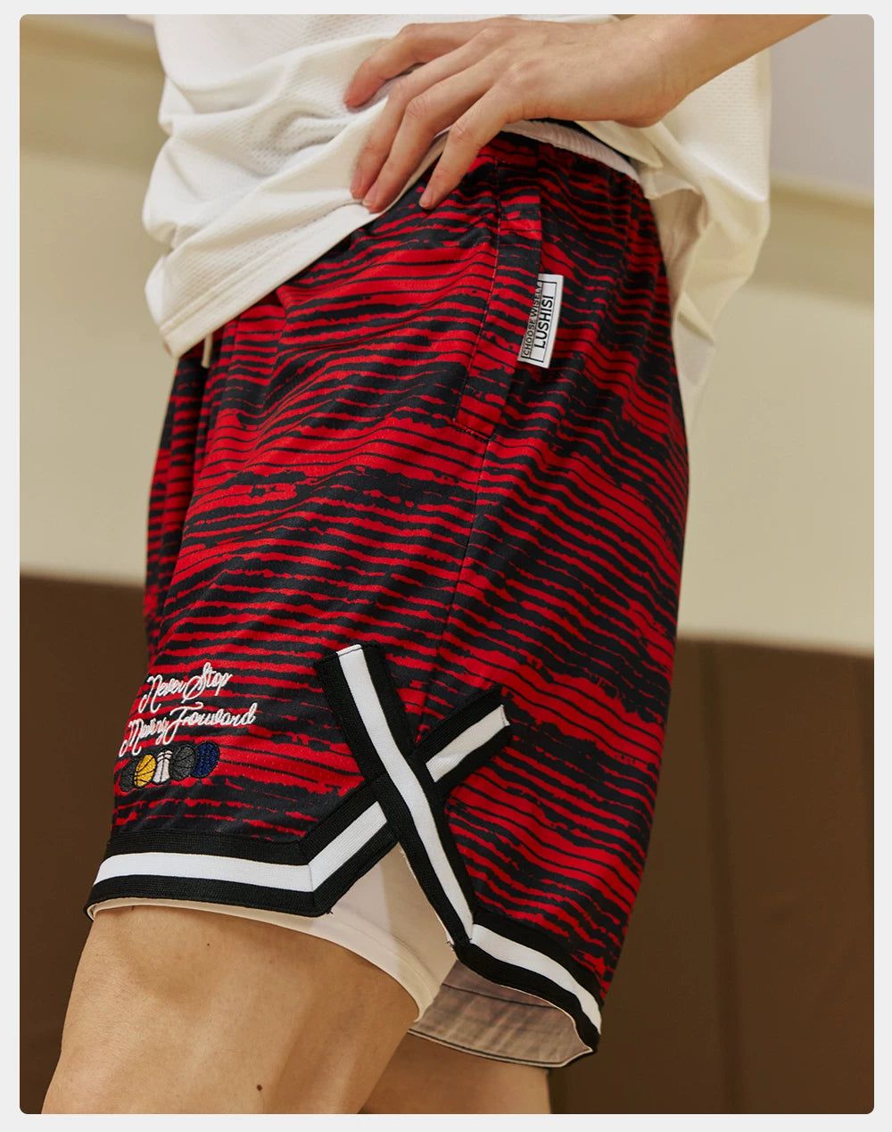 LUSHISI Striped Moisture Wicking Comfort Shorts