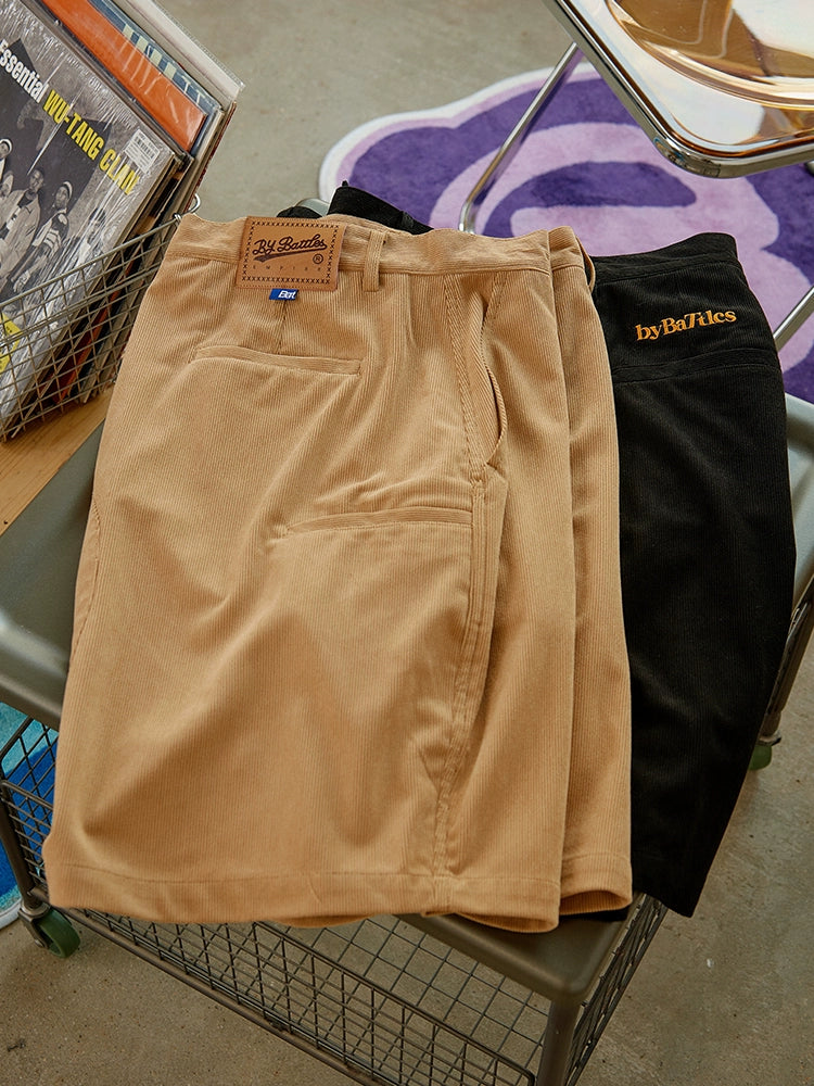 Battles Corduroy Embroidered Shorts Capris