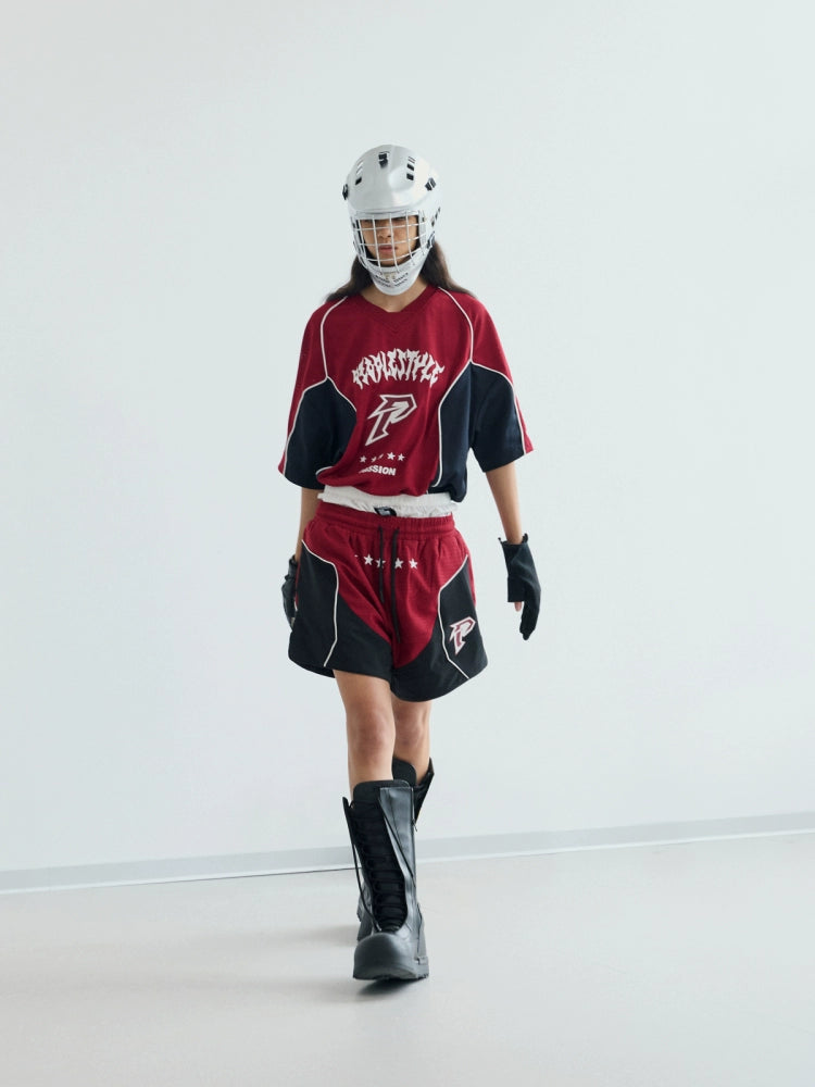 PEOPLESENSE Deconstruction Contrast Splicing Racing Quick Drying Tee