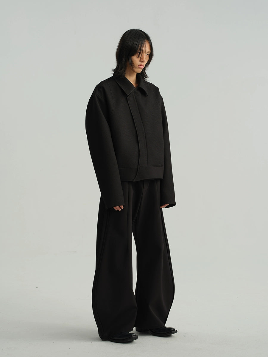 JCAESAR Three-dimensional Cut Wide-leg Two-tone Trousers