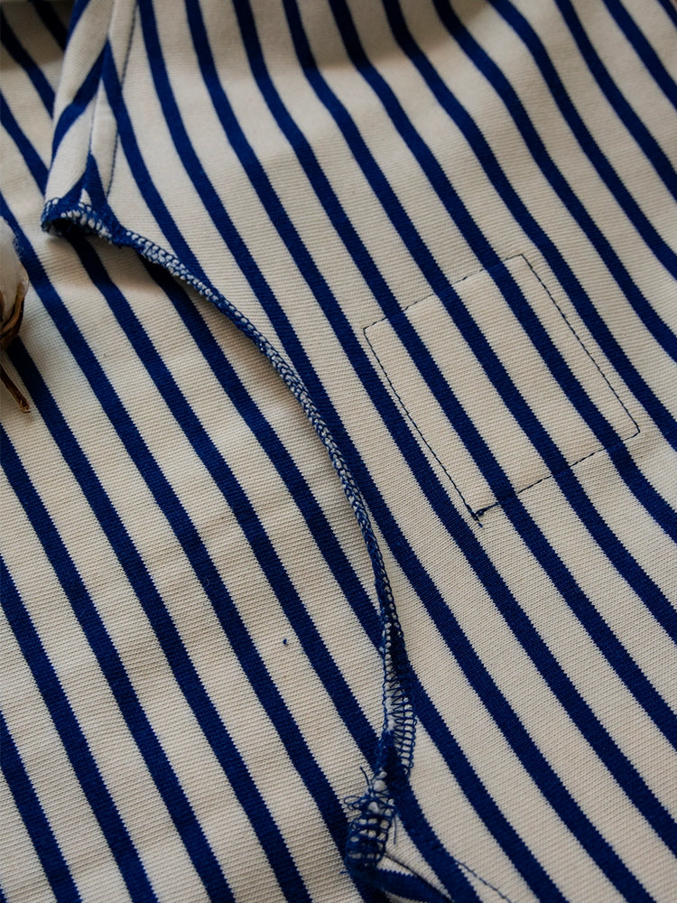 PrintAce Retro V-neck Blue and White Striped Tee
