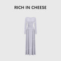 RICH IN CHEESE Knitted Cross-waist Dress