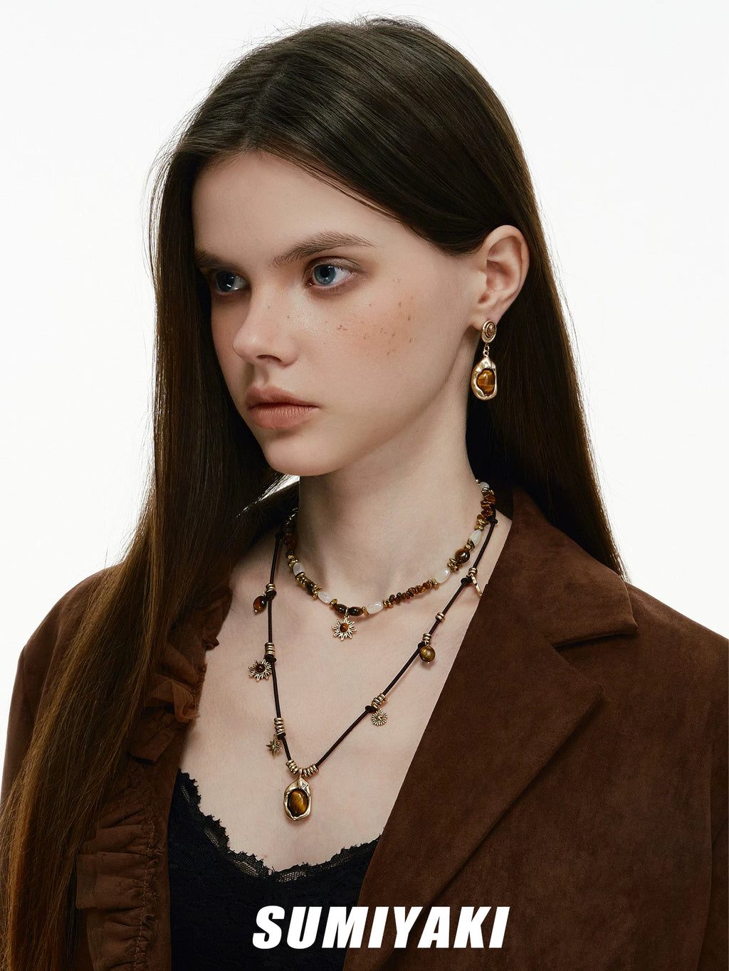 SUMIYAKI Vintage Beaded Double Layer Necklace