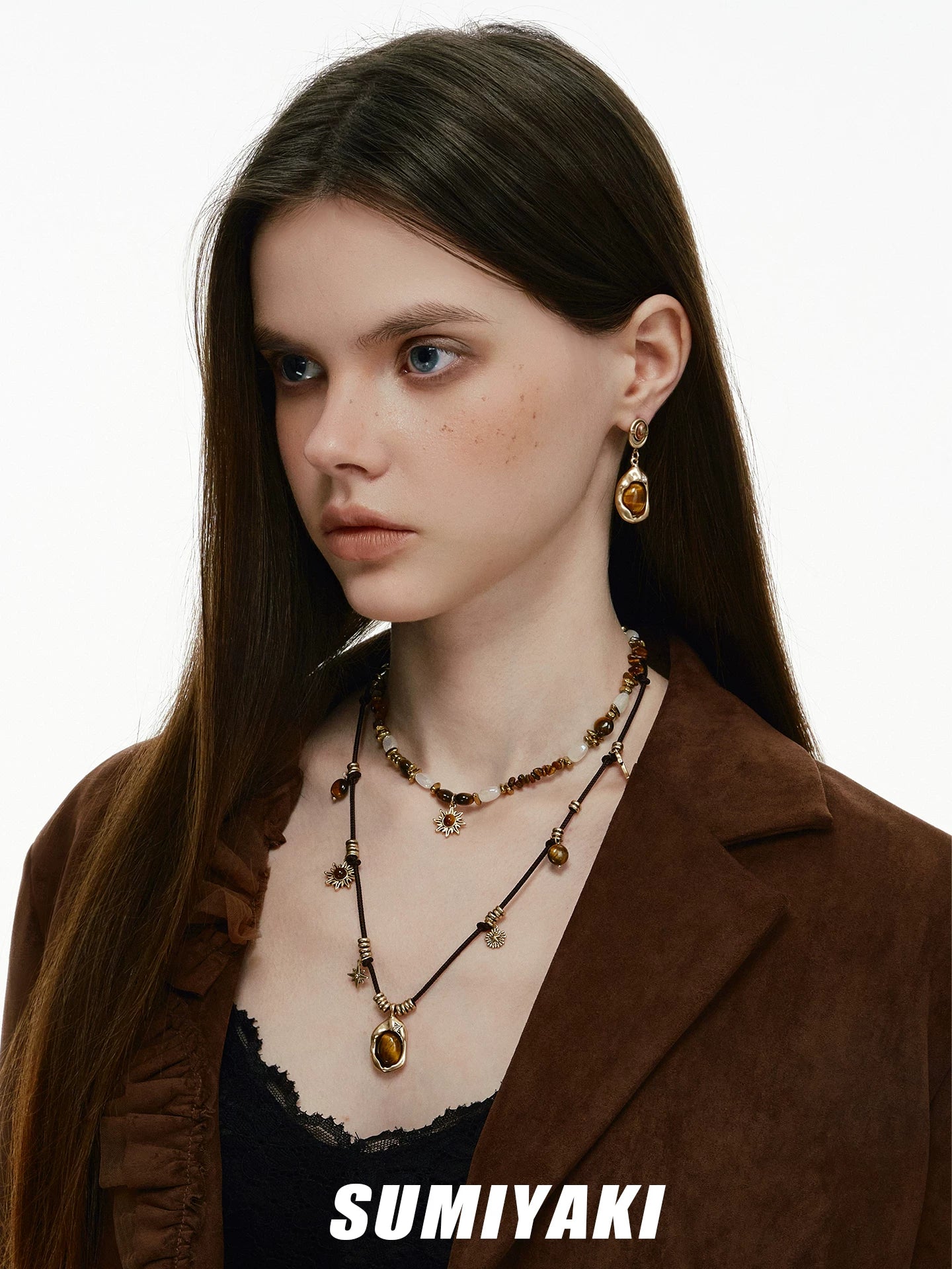SUMIYAKI Vintage Beaded Double Layer Necklace