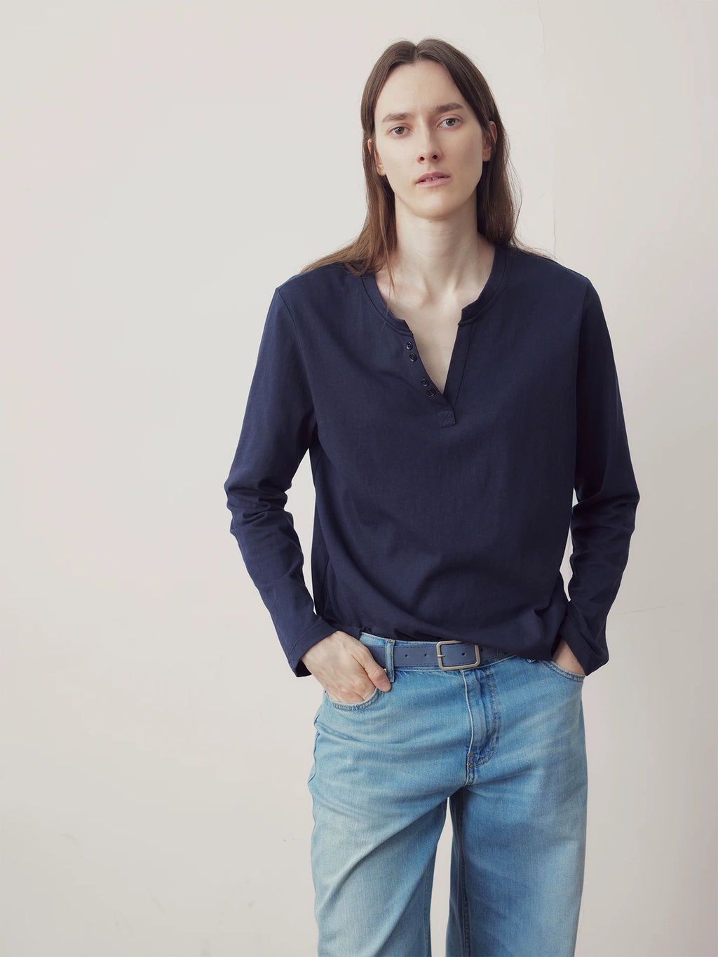 COLN Retro V-neck Casual Versatile Long Sleeves