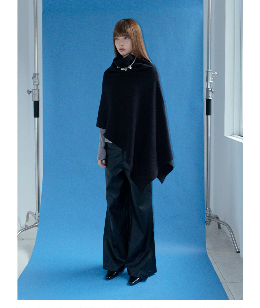 FUNKYFUN Heap Collar Knitted Shawl Jacket