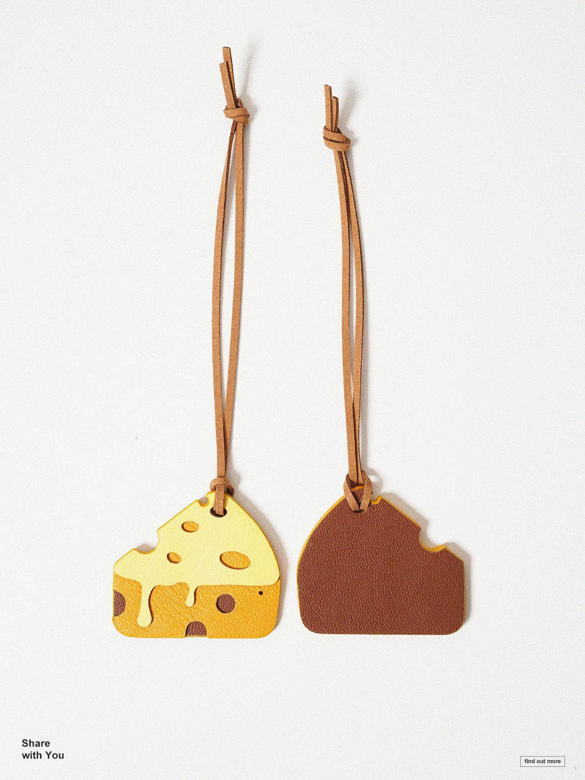 Momogigi fried cure, handmade custom leather contrasting cheese cheese cute bag pendant key accessories