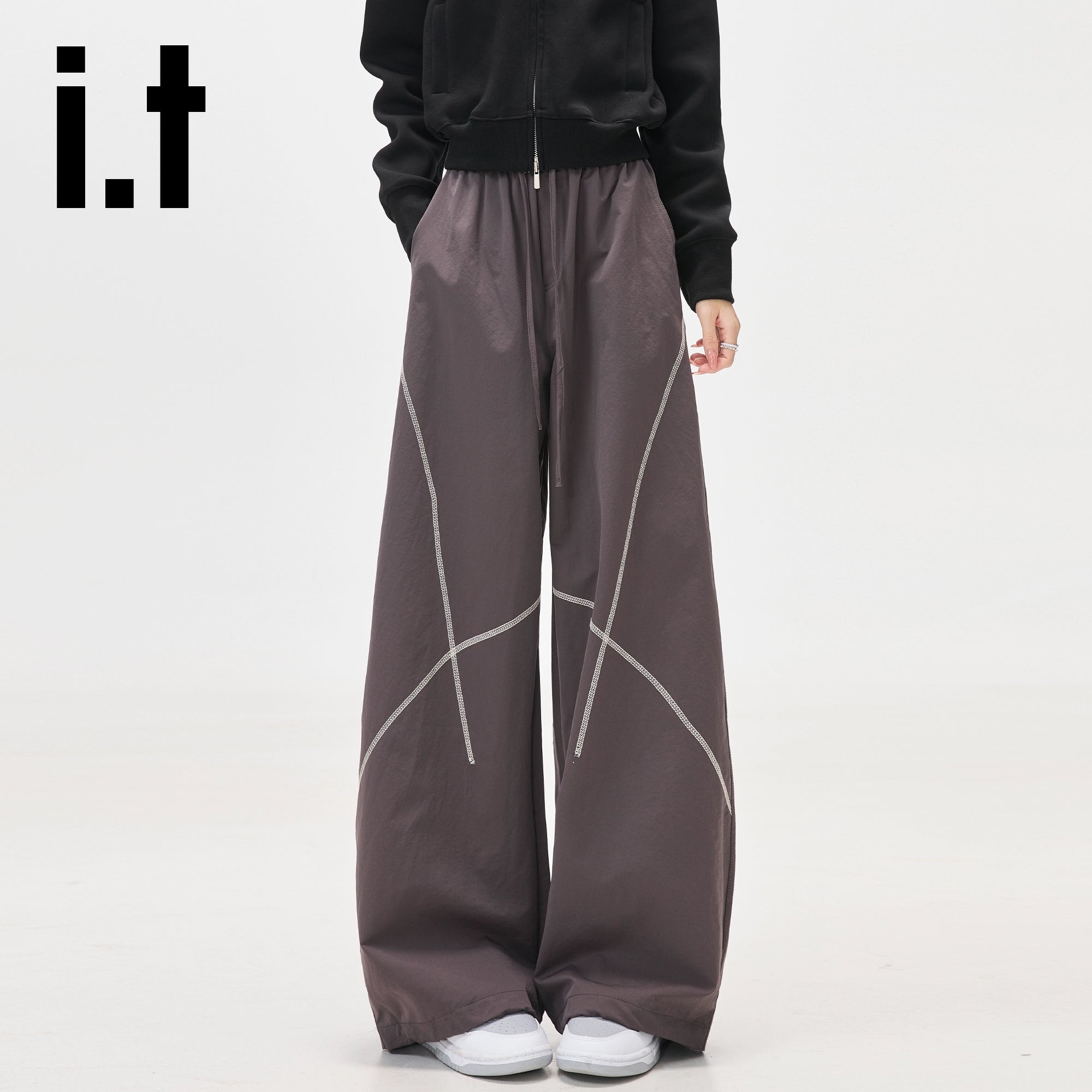 IT: CHOCOOLATE Striped Loose Wide Leg Pants