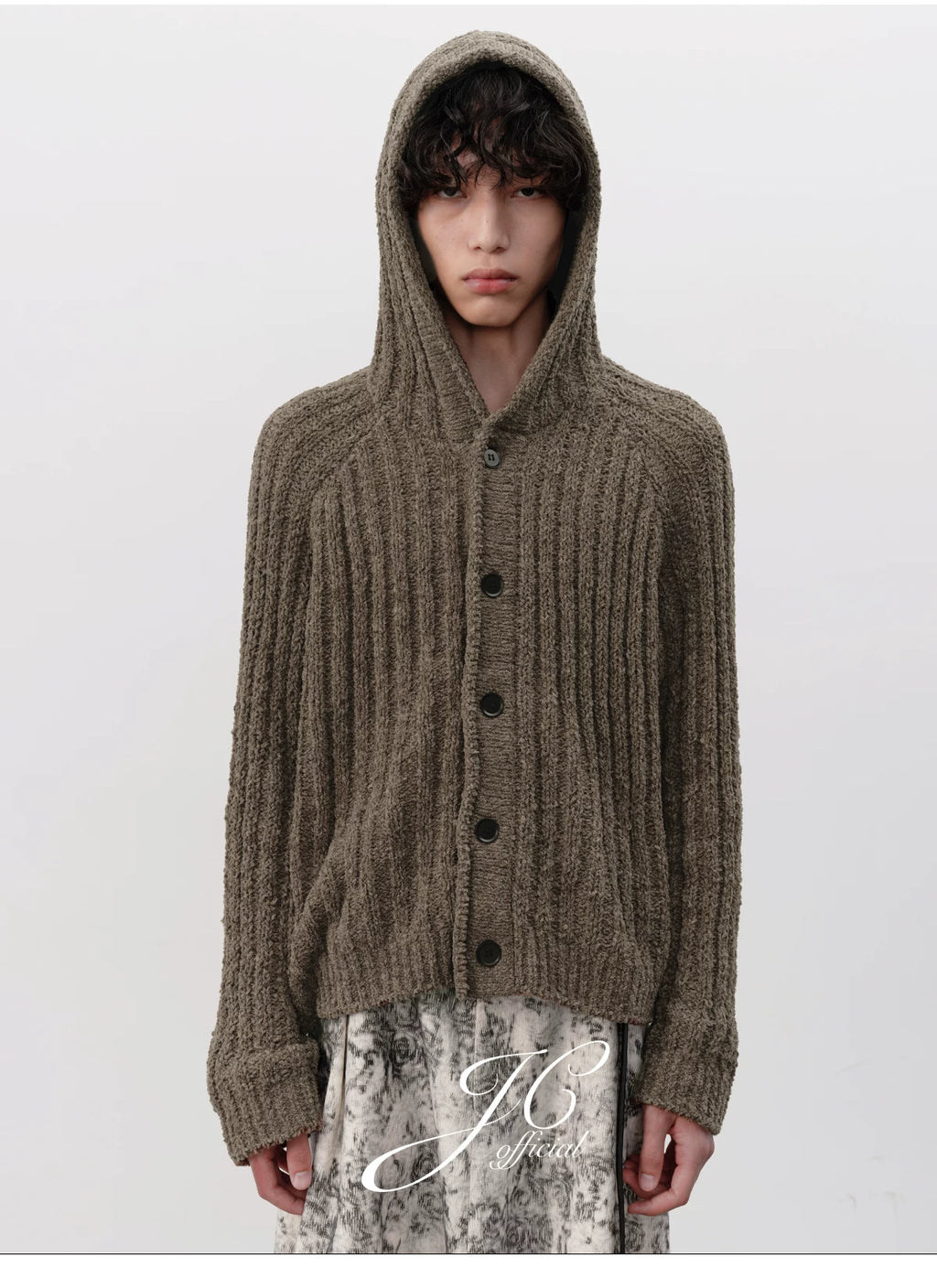 JCAESAR STUDIO Thick Pit Strip Knitted Hooded Sweater