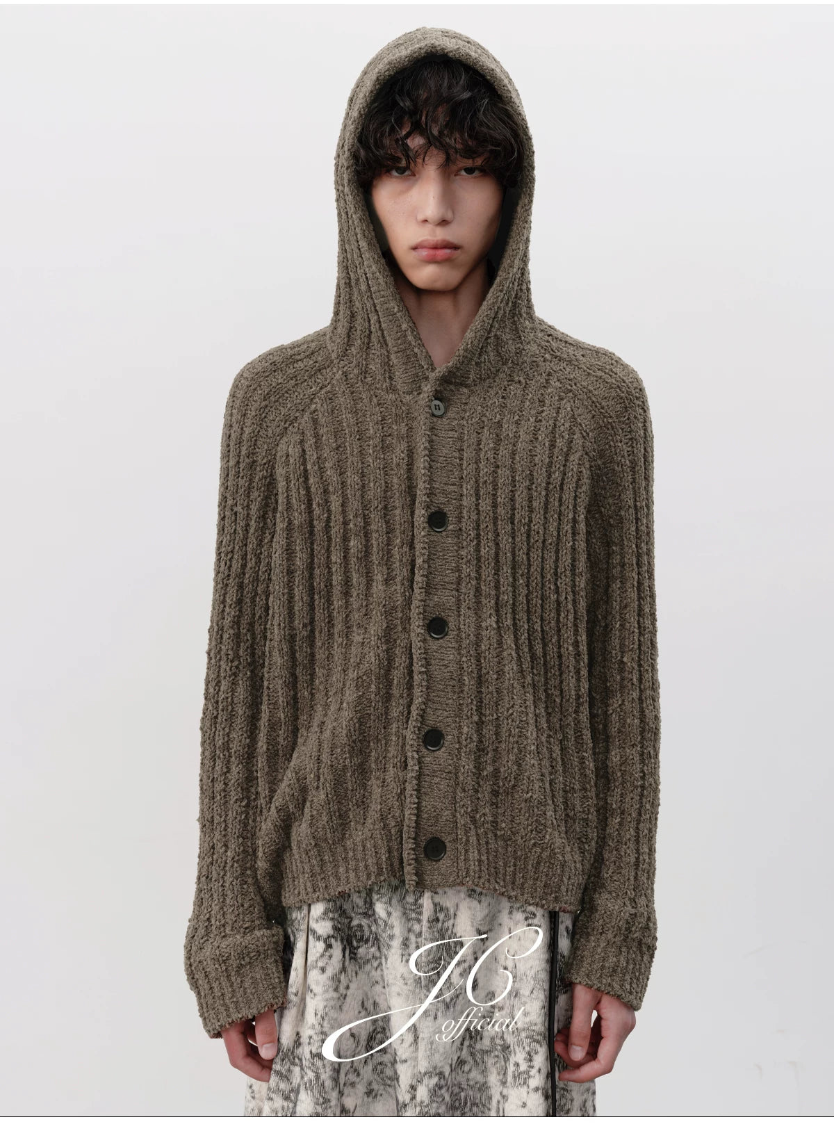 JCAESAR STUDIO Thick Pit Strip Knitted Hooded Sweater