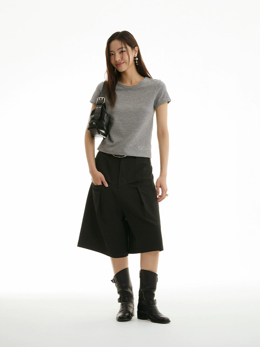 FUNKYFUN Basic Fashionable Minimalist Loose Short TEE