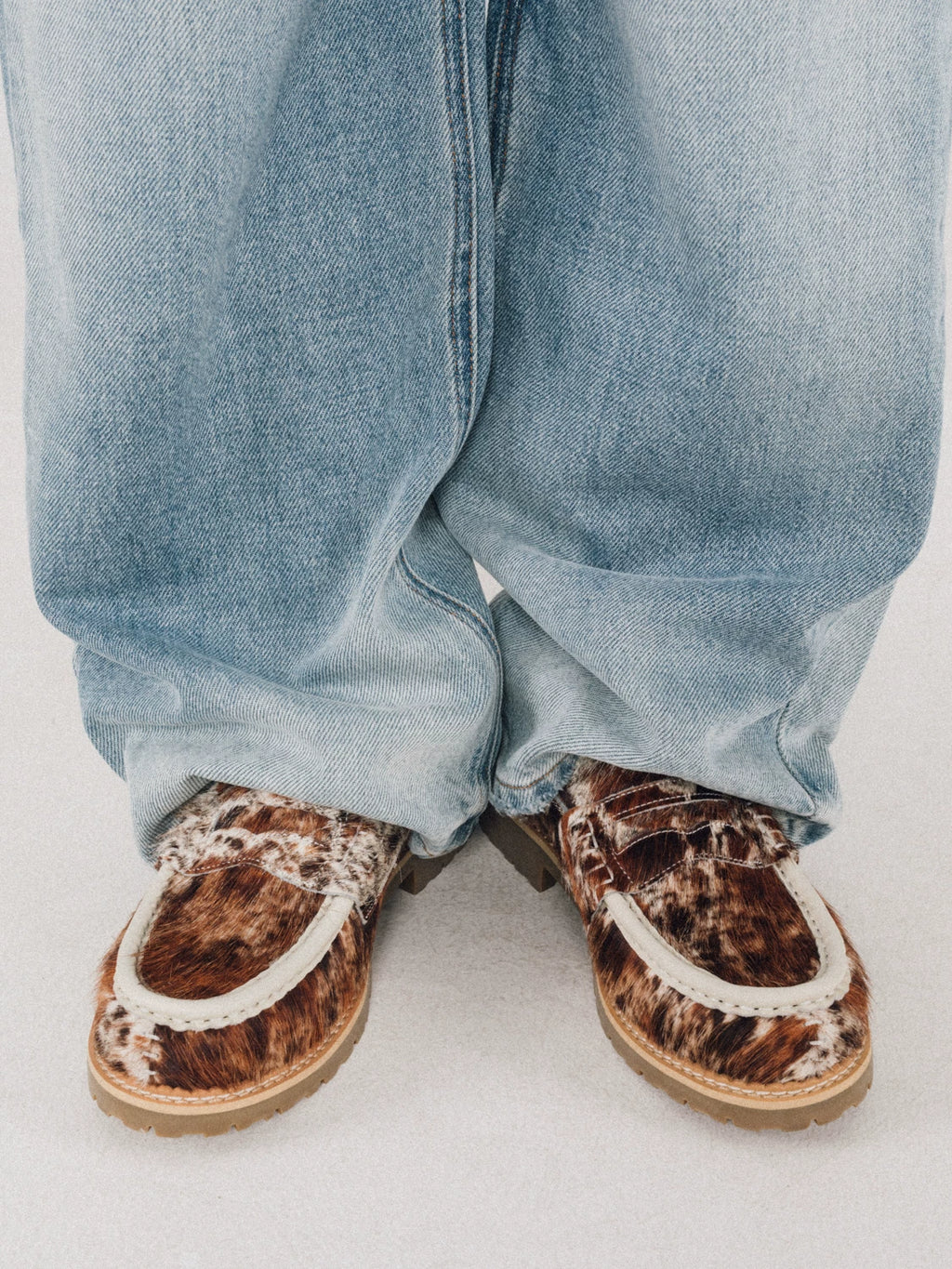 DYZZYMOTIF Vintage Horsehair Leopard Print Casual Loafers