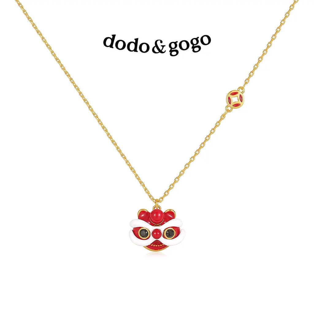 DODOGOGO New Chinese Lion Dance Clavicle Chain Necklace