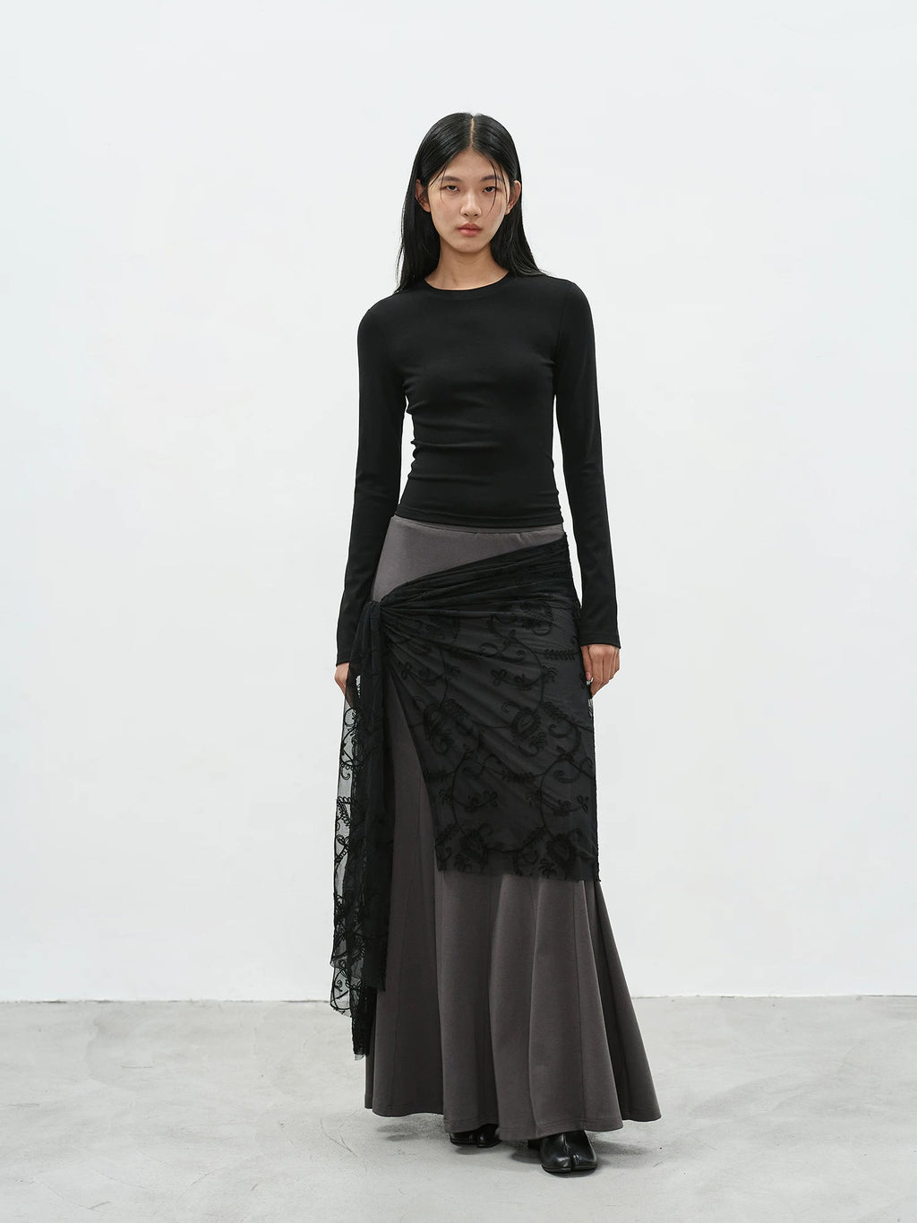 EIGHTHMONTH Lace Strap Irregular Long Dress