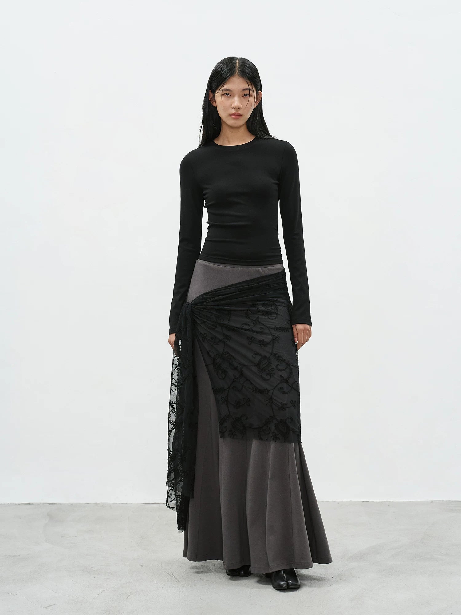 EIGHTHMONTH Lace Strap Irregular Long Dress