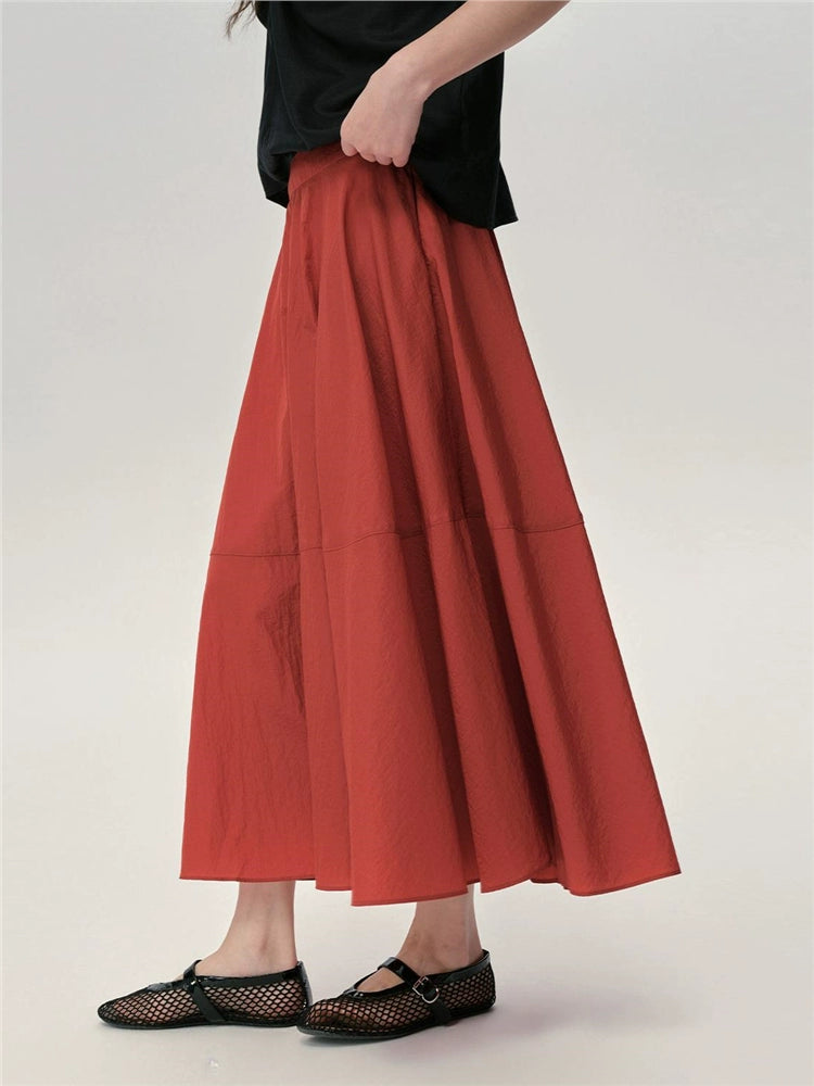 Giordano Semi-elastic Long Skirt A-shaped Umbrella Skirt
