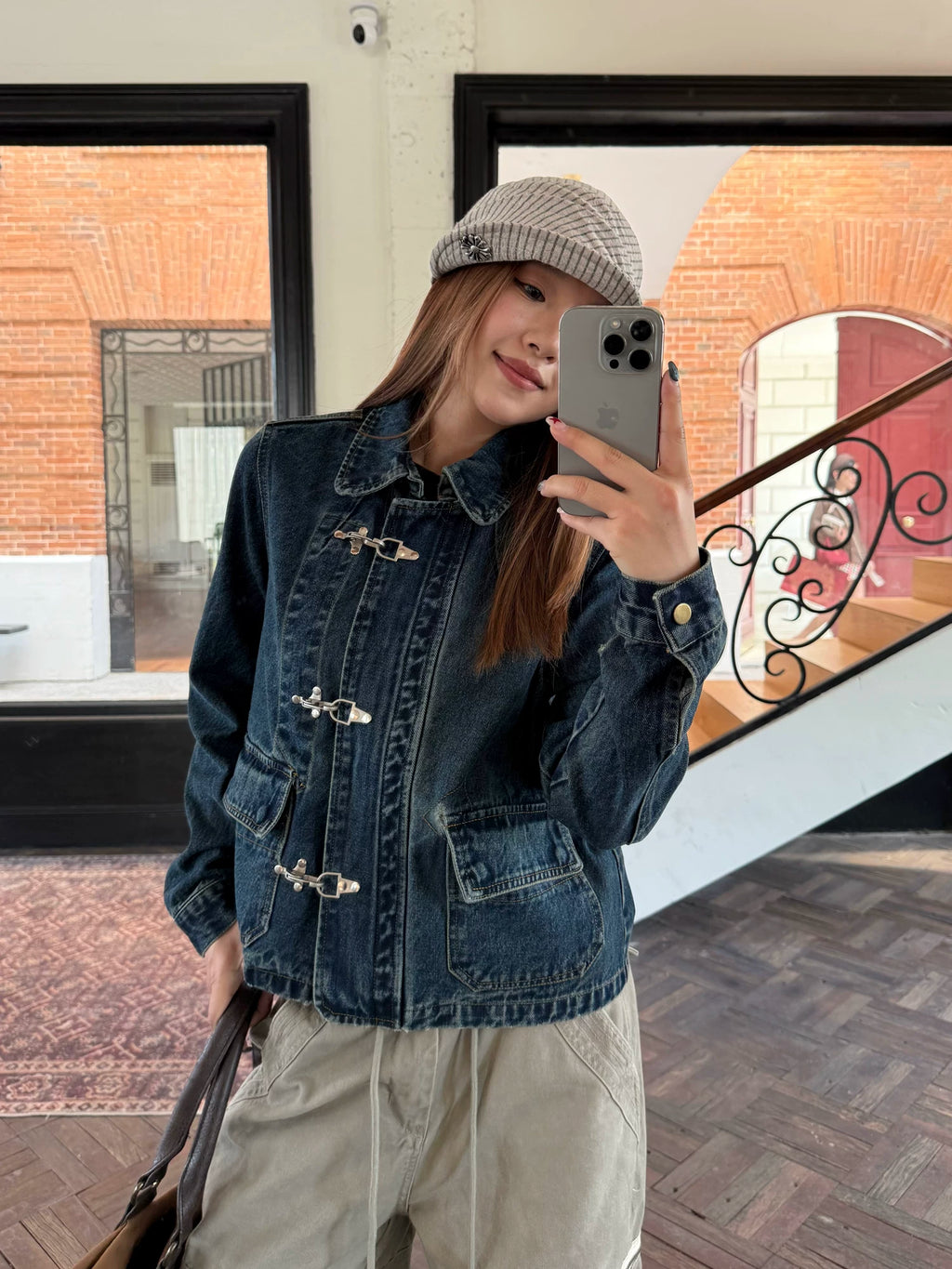 CCYE Vintage Front Shoulder Lobster Button Denim Jacket