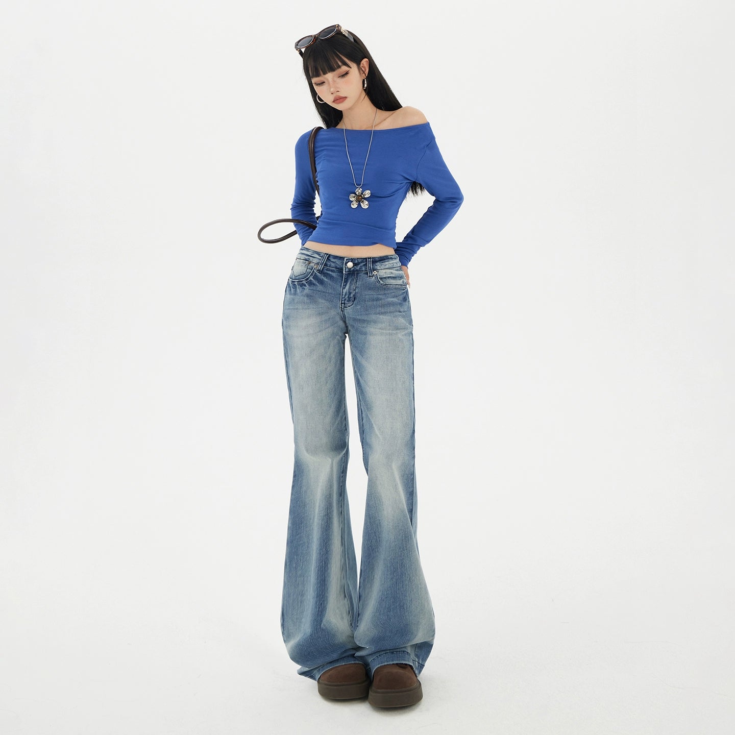 KPSR Retro Gradual Change Low Waist Flared Pants