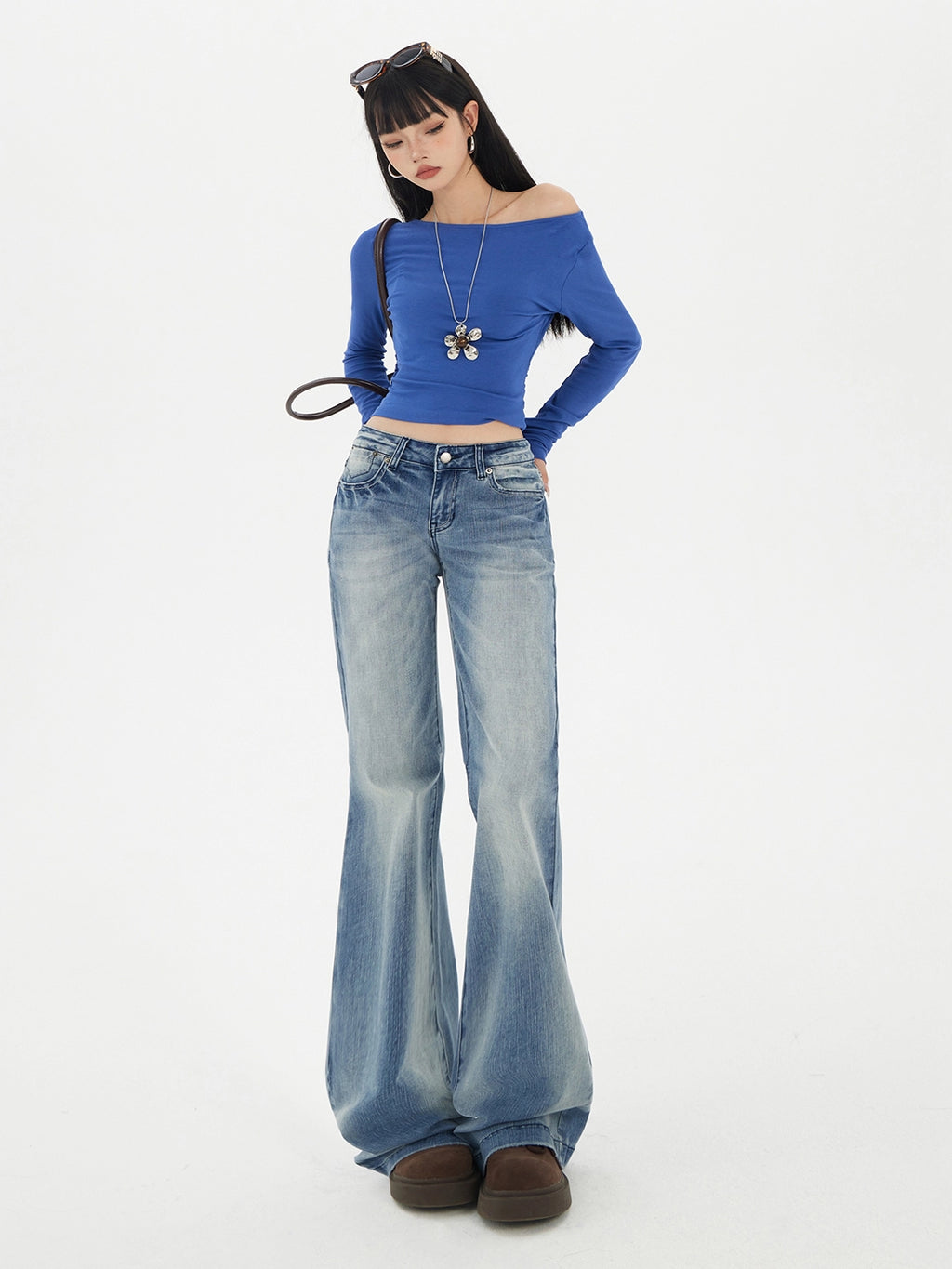 KPSR Retro Gradual Change Low Waist Flared Pants